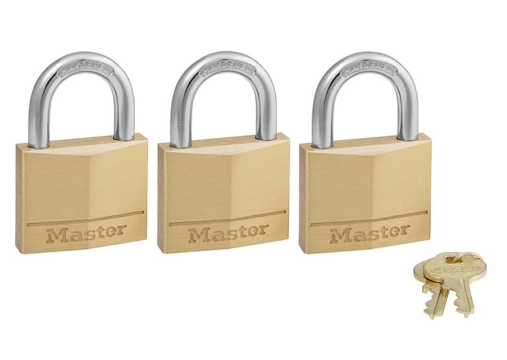 Master Lock 140TRI Brass Padlock - 3 Pack - Keyed Alike - Security Level 4 Master Lock 140TRI Brass Padlock - 3 Pack - Keyed Alike - Security Level 4