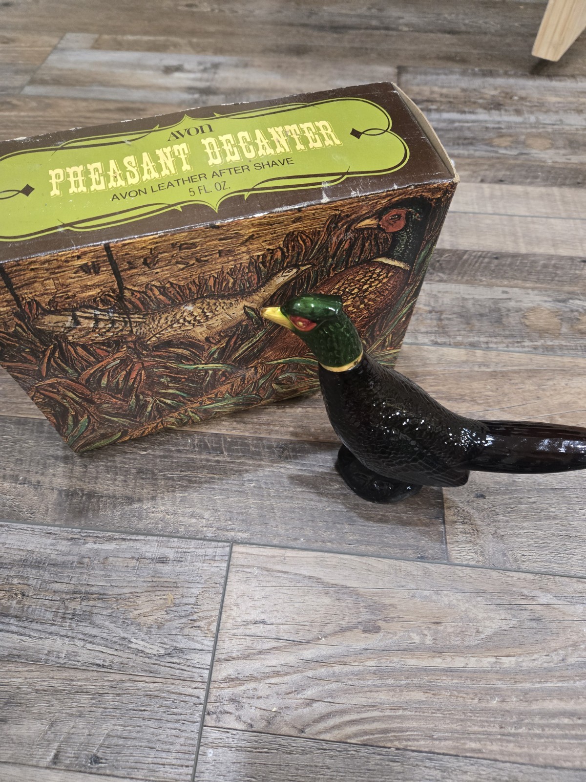 Avon Pheasant Decanter with Oland After Shave Decanter  FULL Box rough