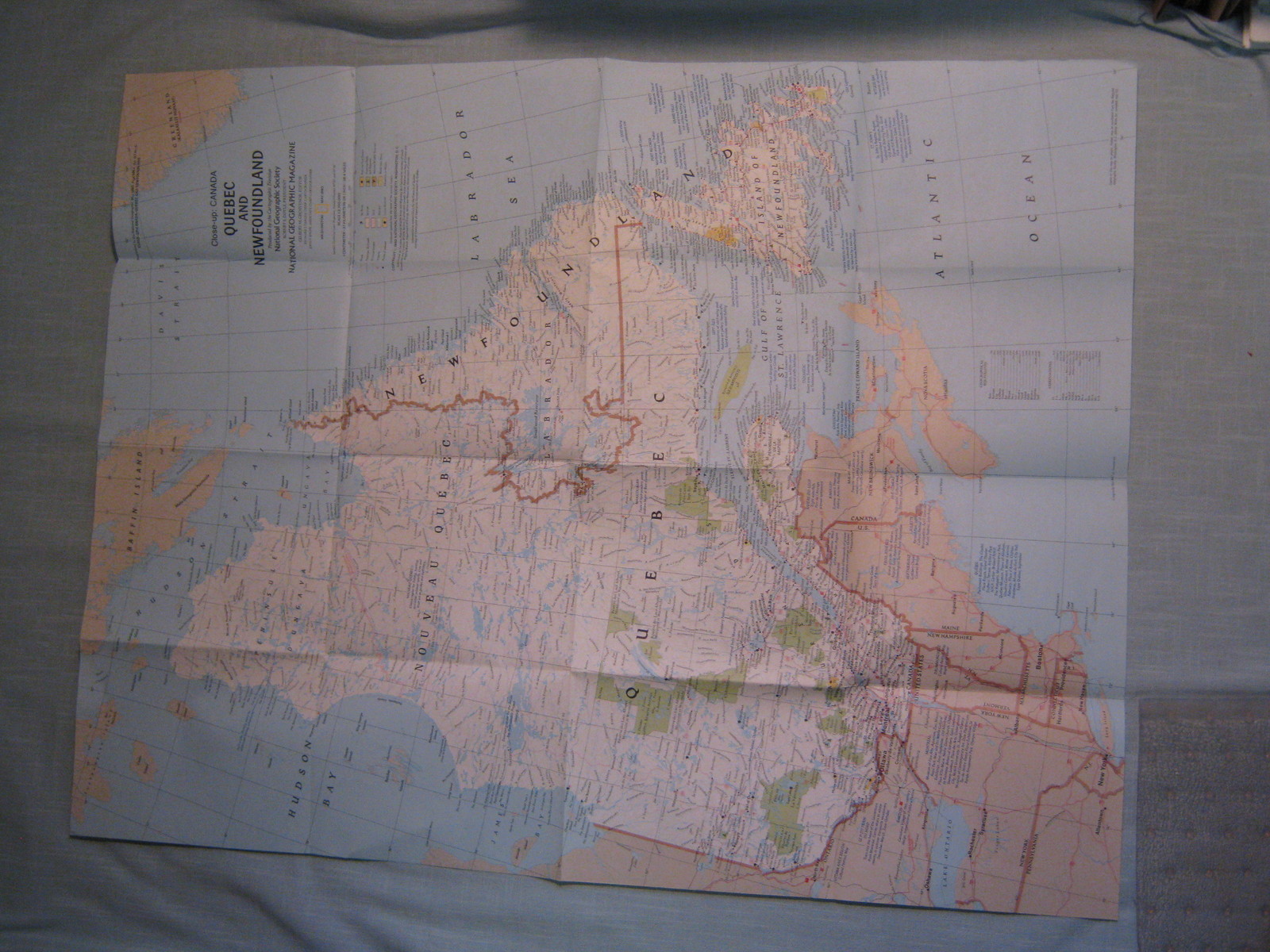 CLOSE-UP CANADA QUEBEC AND NEWFOUNDLAND MAP National Geographic May 1980 