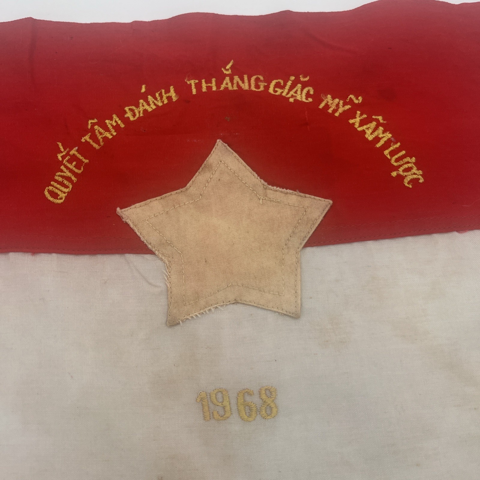Original 1968 Vietnam War Communist Vietnam Flag Banner Viet Cong NVA NLF