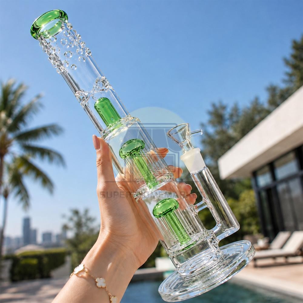 16inch Perc Glass Bong 18mm Bowl Heavy Percolate Bongs Smoking Hookah Water Pipe