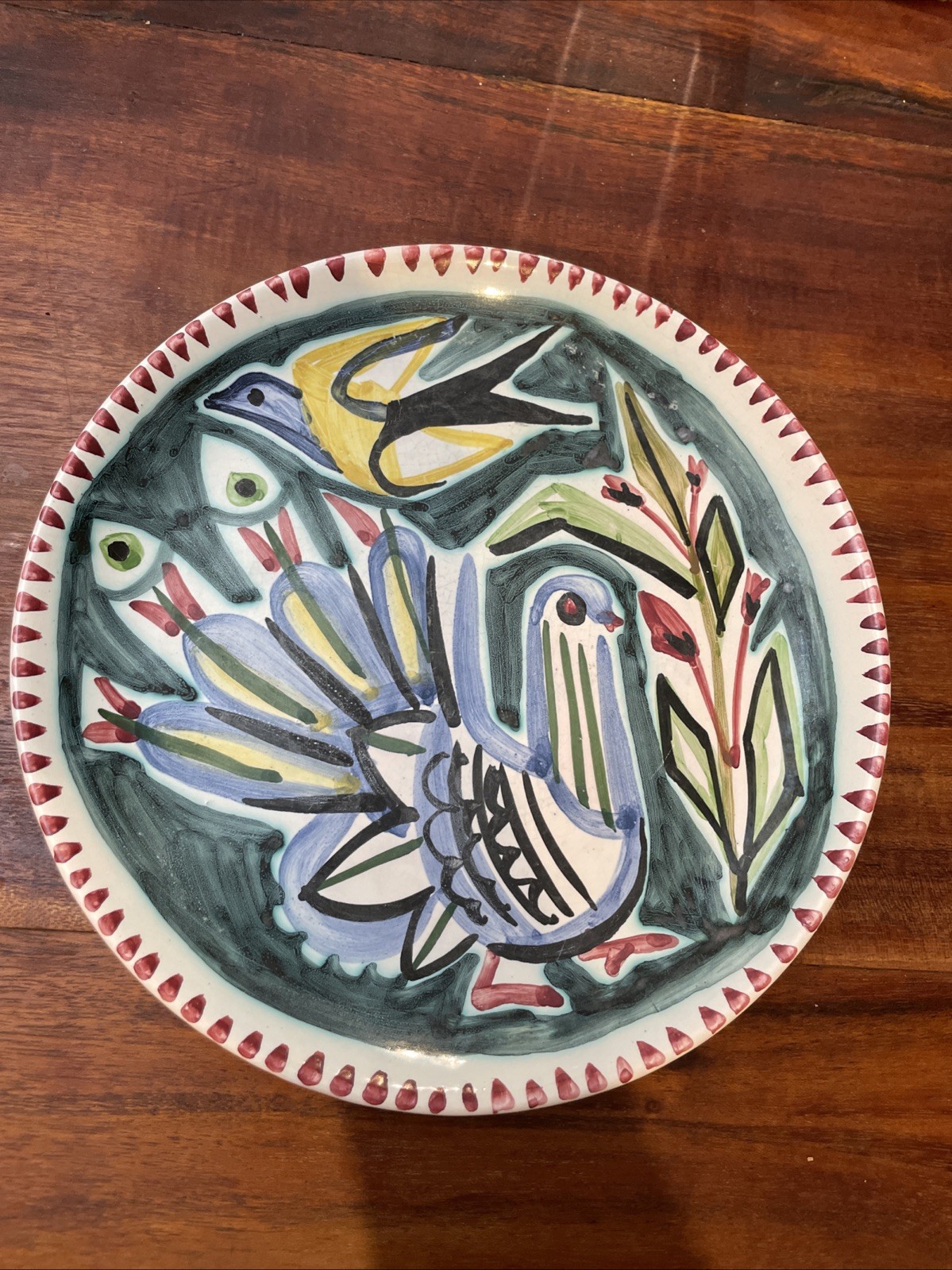 Vintage Mid Century Secla Plate Hand Painted/ Excellent Condition