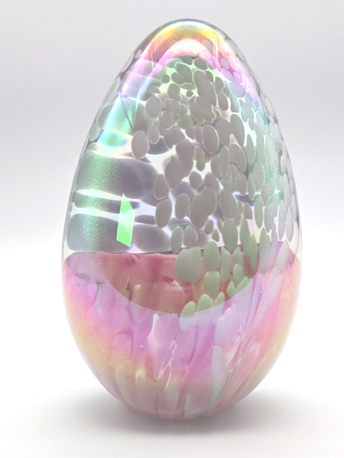 🥚 1987 Signed MSH Mount St. Helens Ash Glass Egg Paperweight Iridescent Art Gla