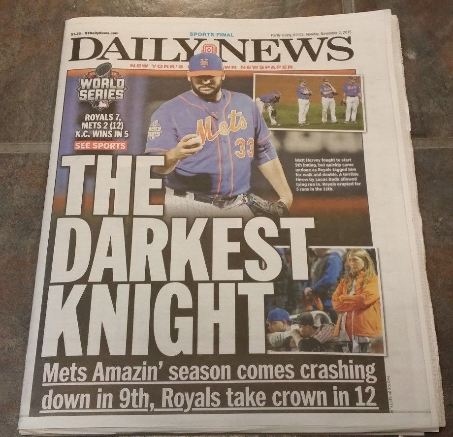 2015 Kansas City Royals World Series Newspaper NY Daily News Victory Edition 