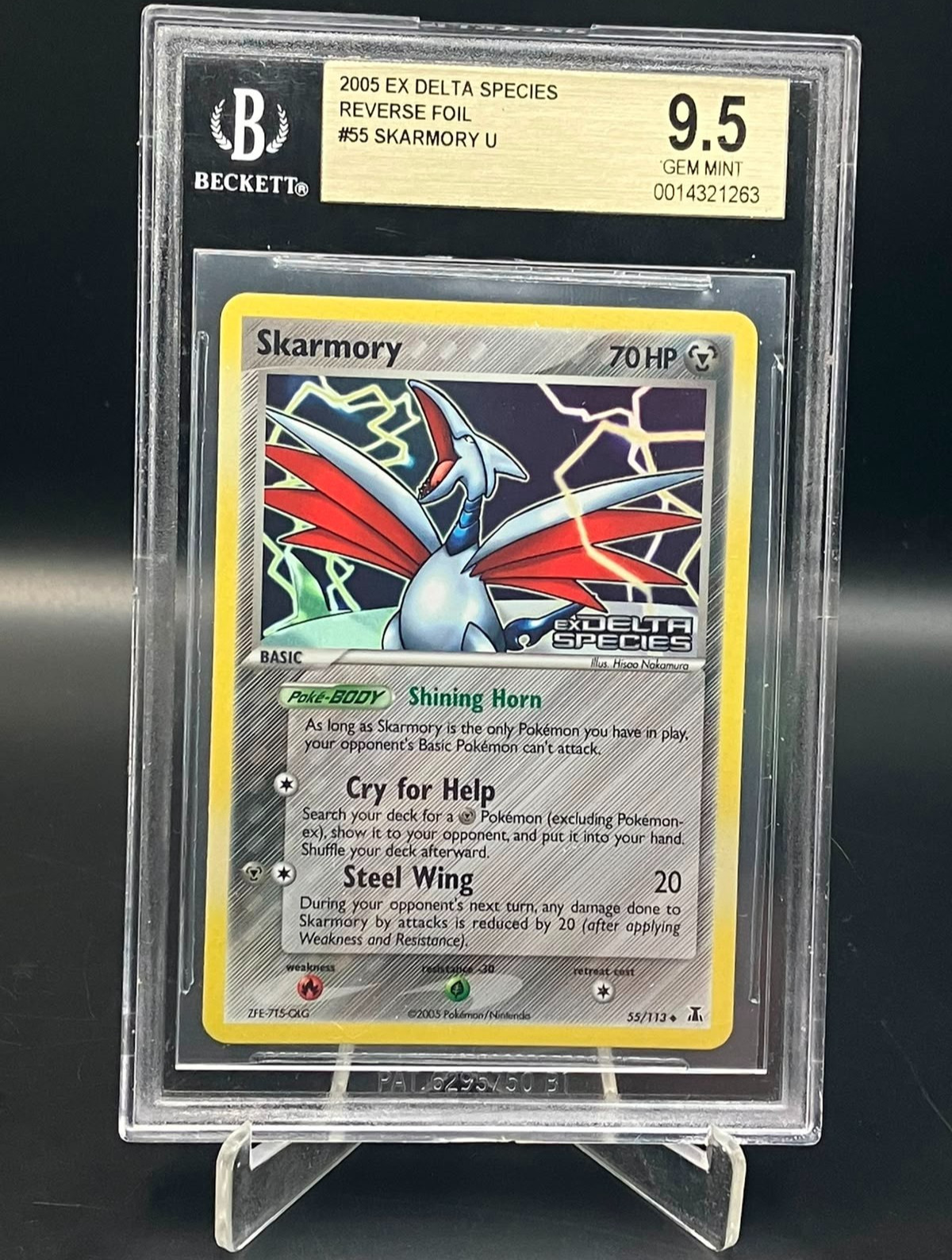 2005 POKEMON EX DELTA SPECIES 55/113 SKARMORY REVERSE FOIL MINT BECKETT 9.5