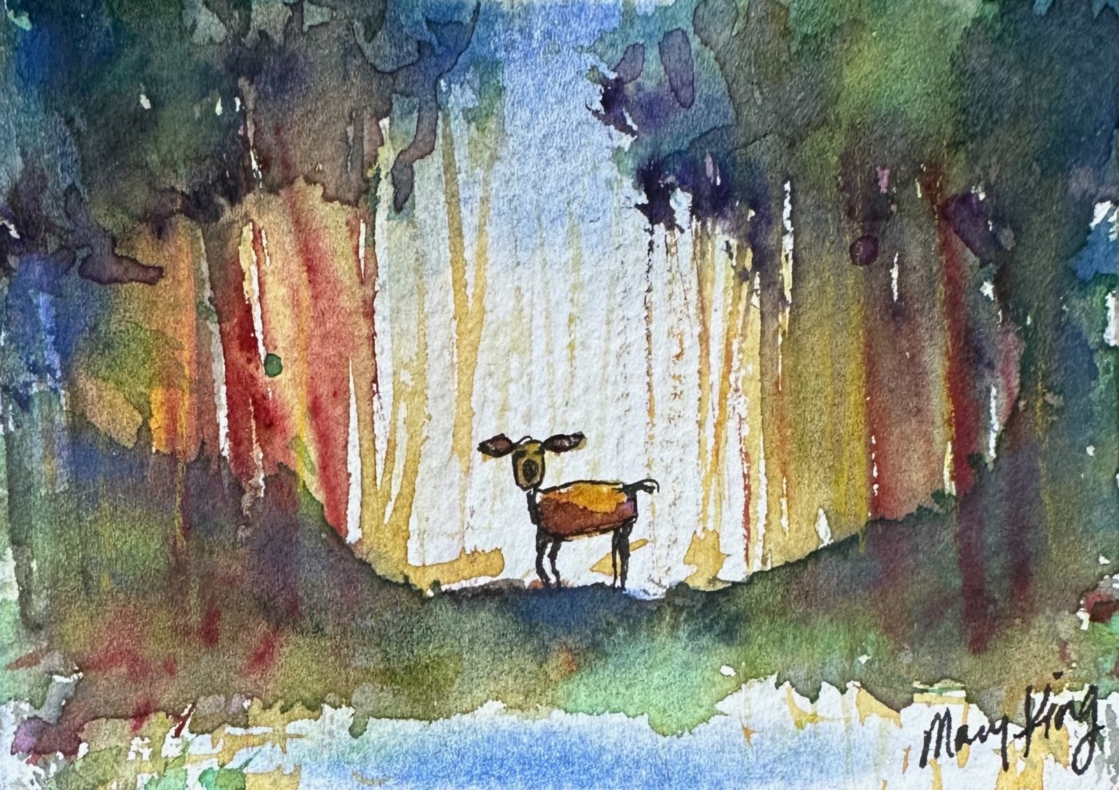 Watercolor ACEO Original Painting by Mary King - Deer