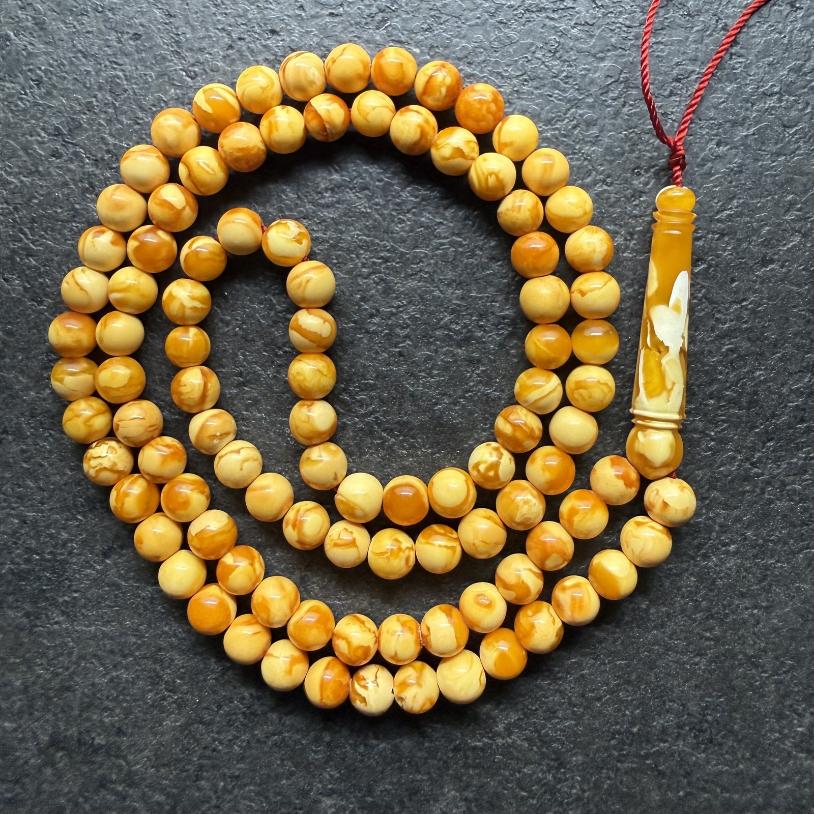 Baltic Amber Misbaha 99 Beads Landscape Islamic Prayer 12.49g