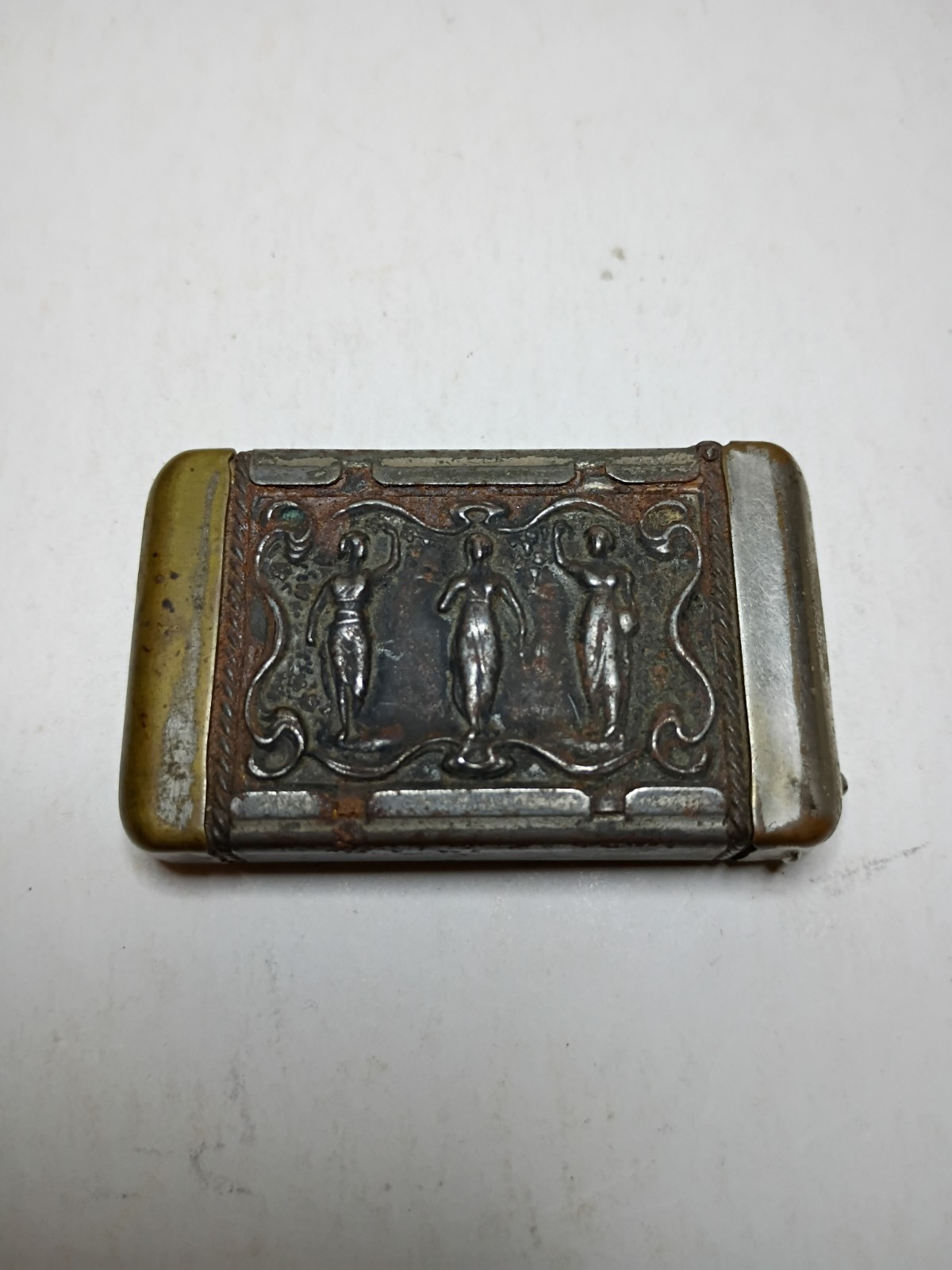 ANTIQUE VICTORIAN HANDMADE 3 GRACES CAMEO MATCH HOLDER Art Noveau 