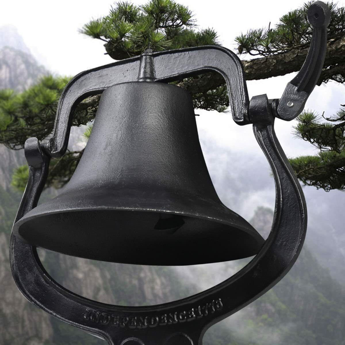 Dinner Bell Iron Large Cast Farmhouse Church School Farm Antique Vintage Black Dinner Bell Iron Large Cast Farmhouse Church School Farm Antique Vintage Black