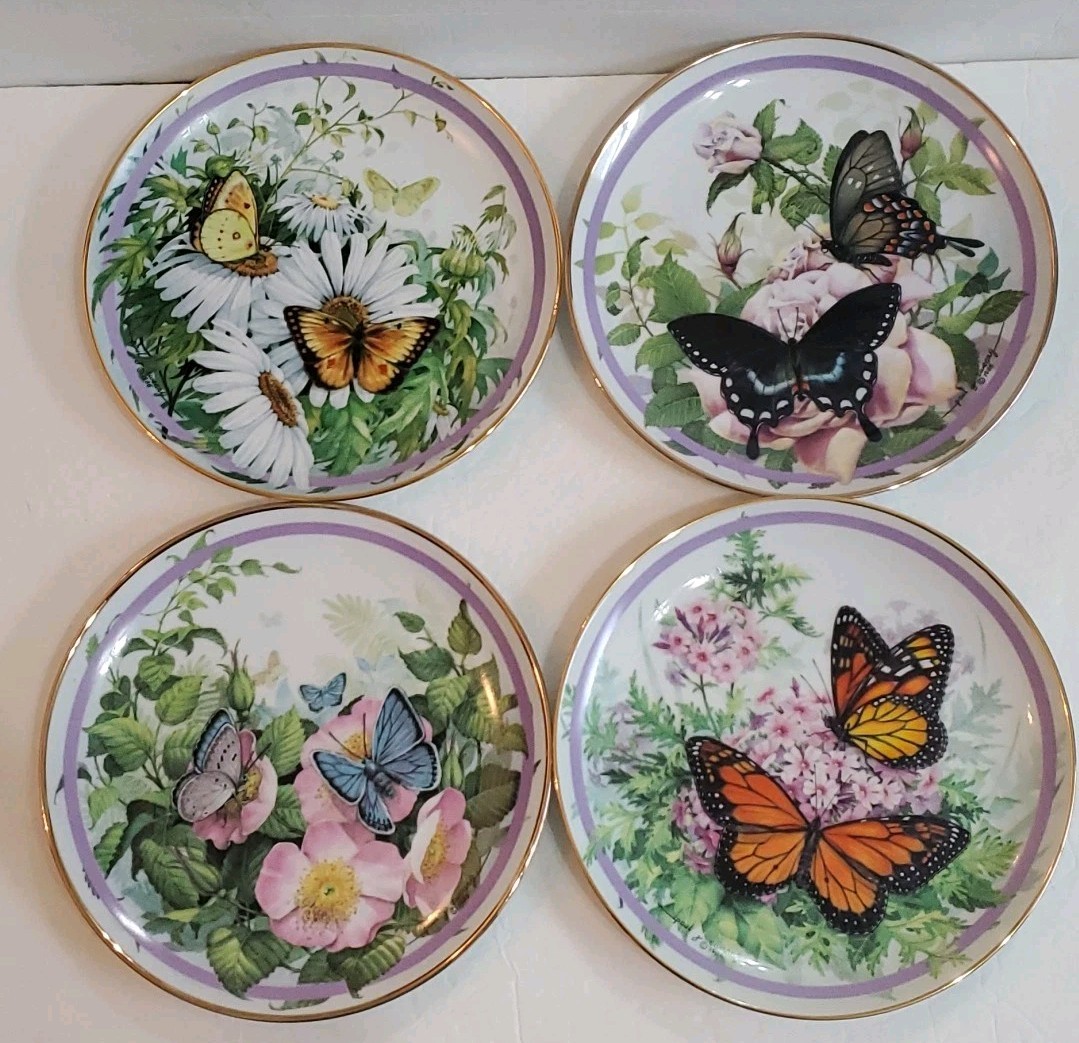 The Hamilton Collection Butterfly Garden Plate Lot Of 4 - 1986 Paul J. Sweany