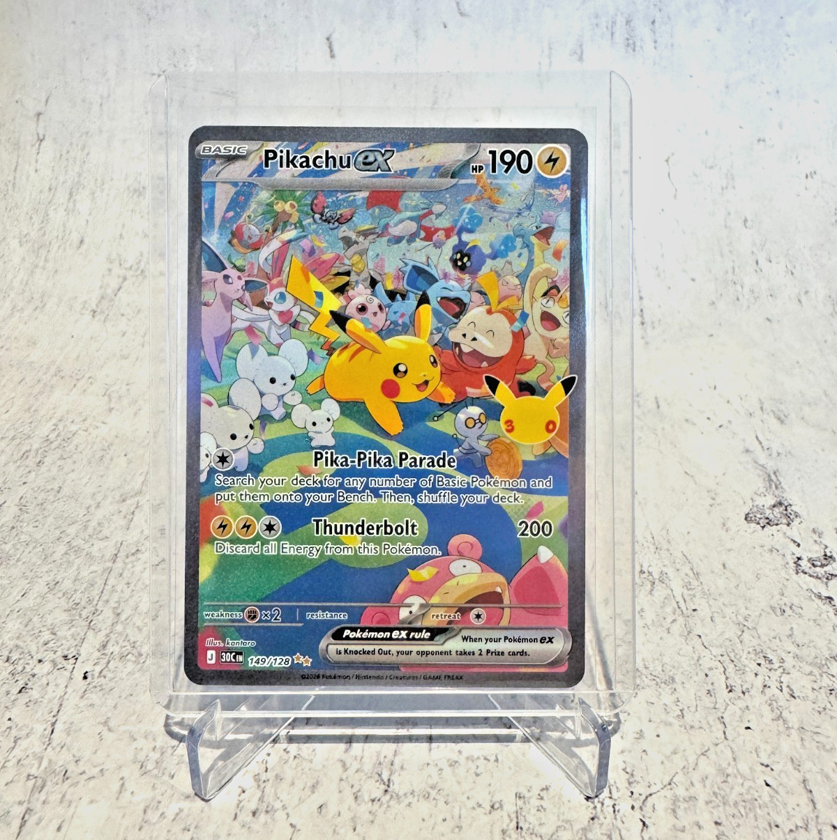 Pikachu ex 149/128 - 30th Celebration Holo - PACK FRESH