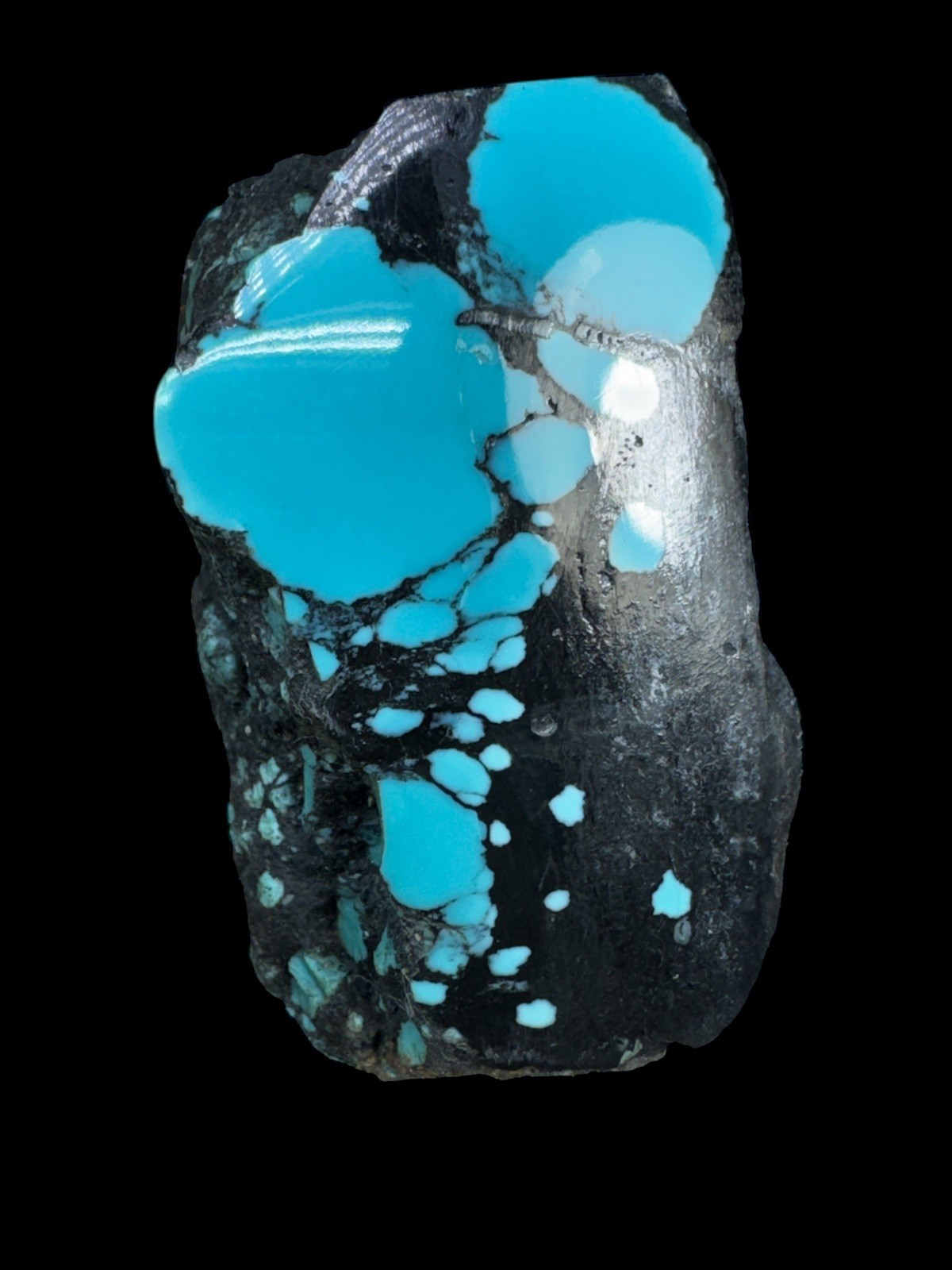 Hubei turquoise rough , blue turquoise with black matrix Hubei turquoise rough , blue turquoise with black matrix