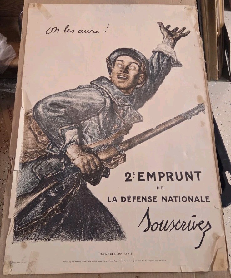 Original French World War  1 Propaganda Poster 