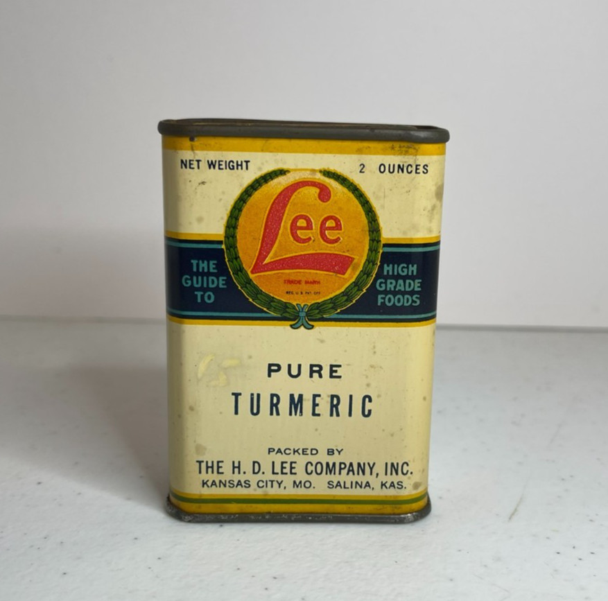 Rare H.D. HD Lee Mercantile Spice Tin Turmeric Salina KS Kansas City MO