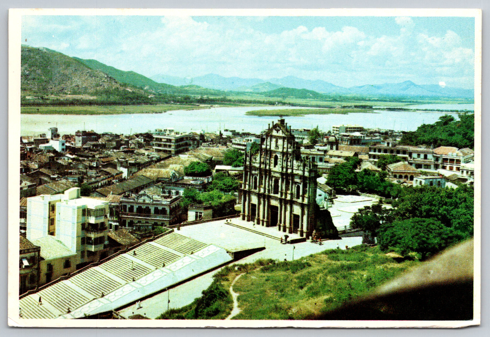 c1980s Ruins St. Paul\'s Macau China Macao Bird\'s Eye View Postcard