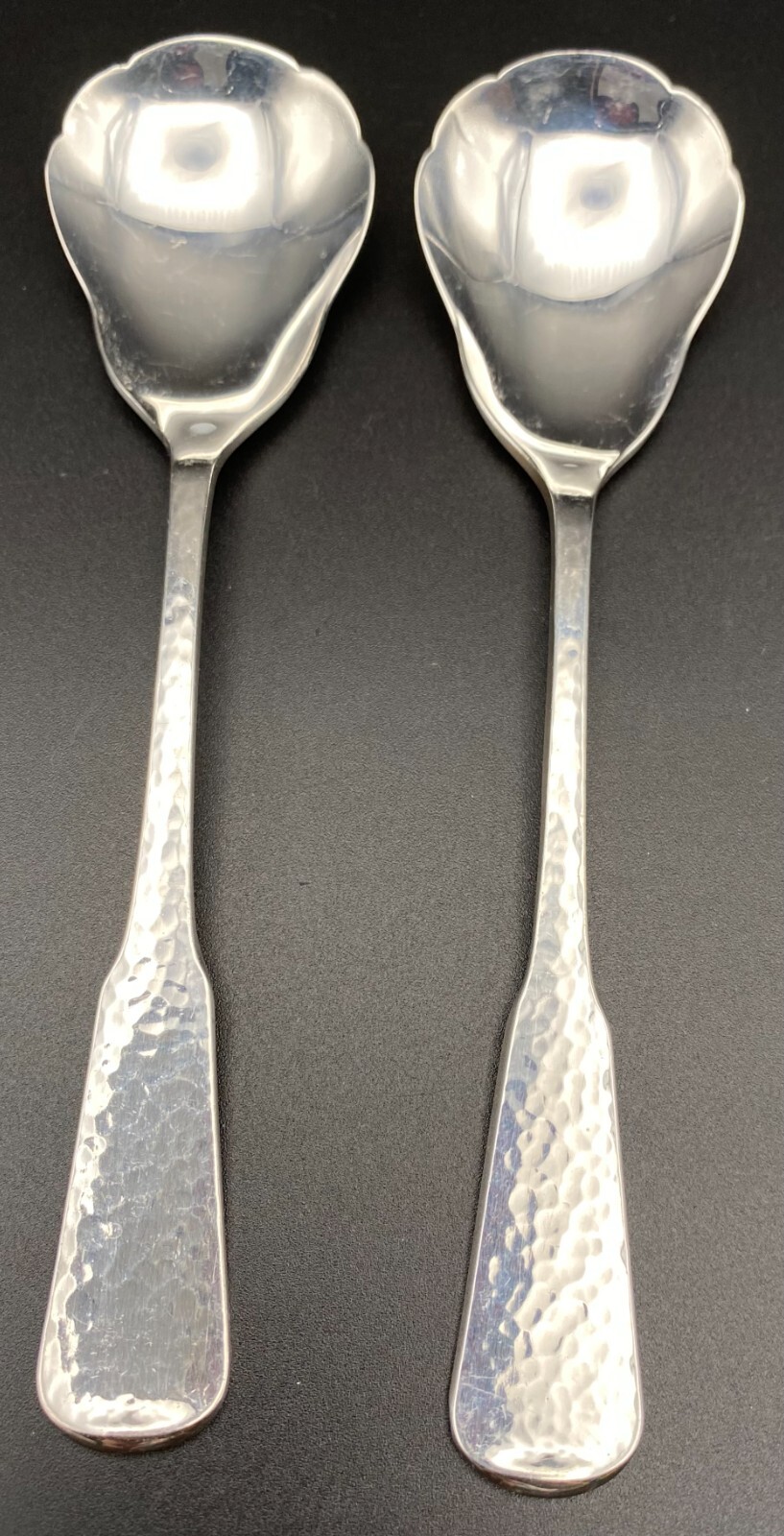 1881 Rogers Oneida Silverplate Scalloped Shell Serving Sugar Spoon Set of 2