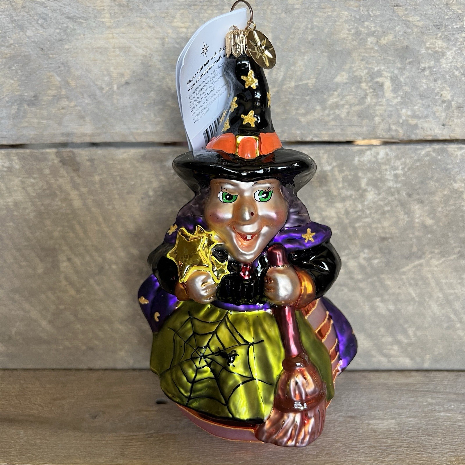Vintage Christopher Radko Halloween Ornament “Snaggletooth” Witch Vintage Christopher Radko Halloween Ornament “Snaggletooth” Witch