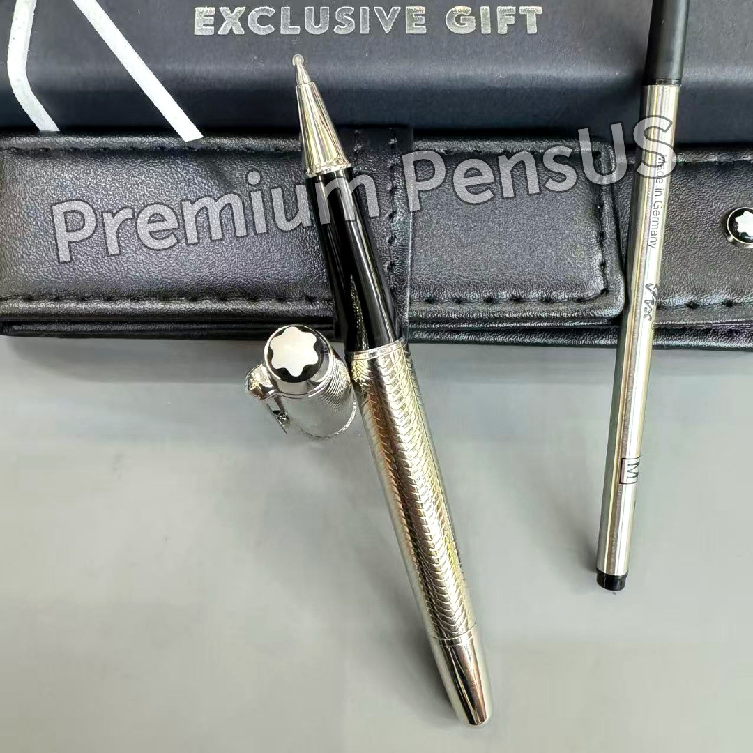 MONTBLANC Meisterstück Silver Barley Rollerball Pen with Case & Refill