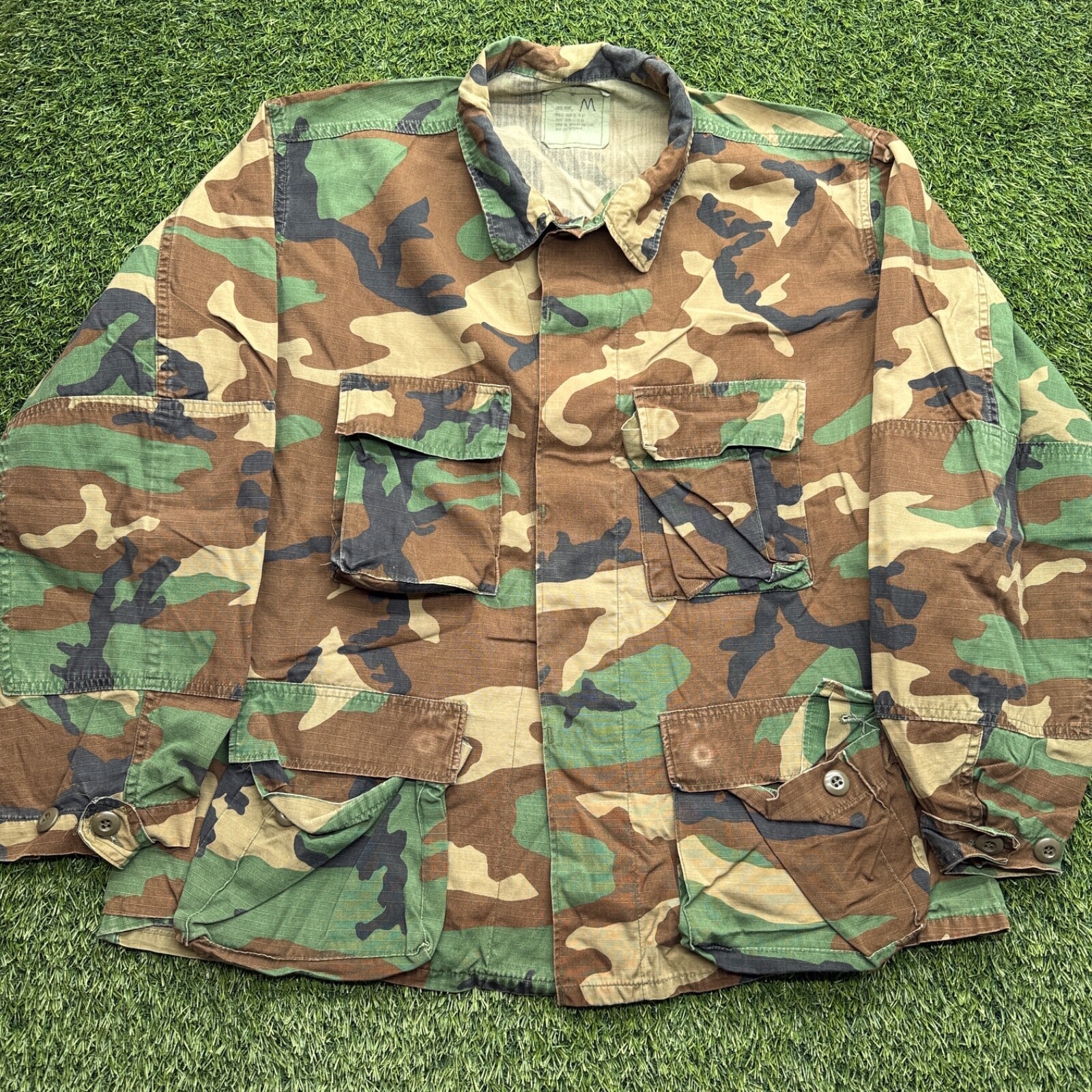 VTG 90s US Military Hot Weather Woodland Coat Mens Large Short Camo VTG 90s US Military Hot Weather Woodland Coat Mens Large Short Camo