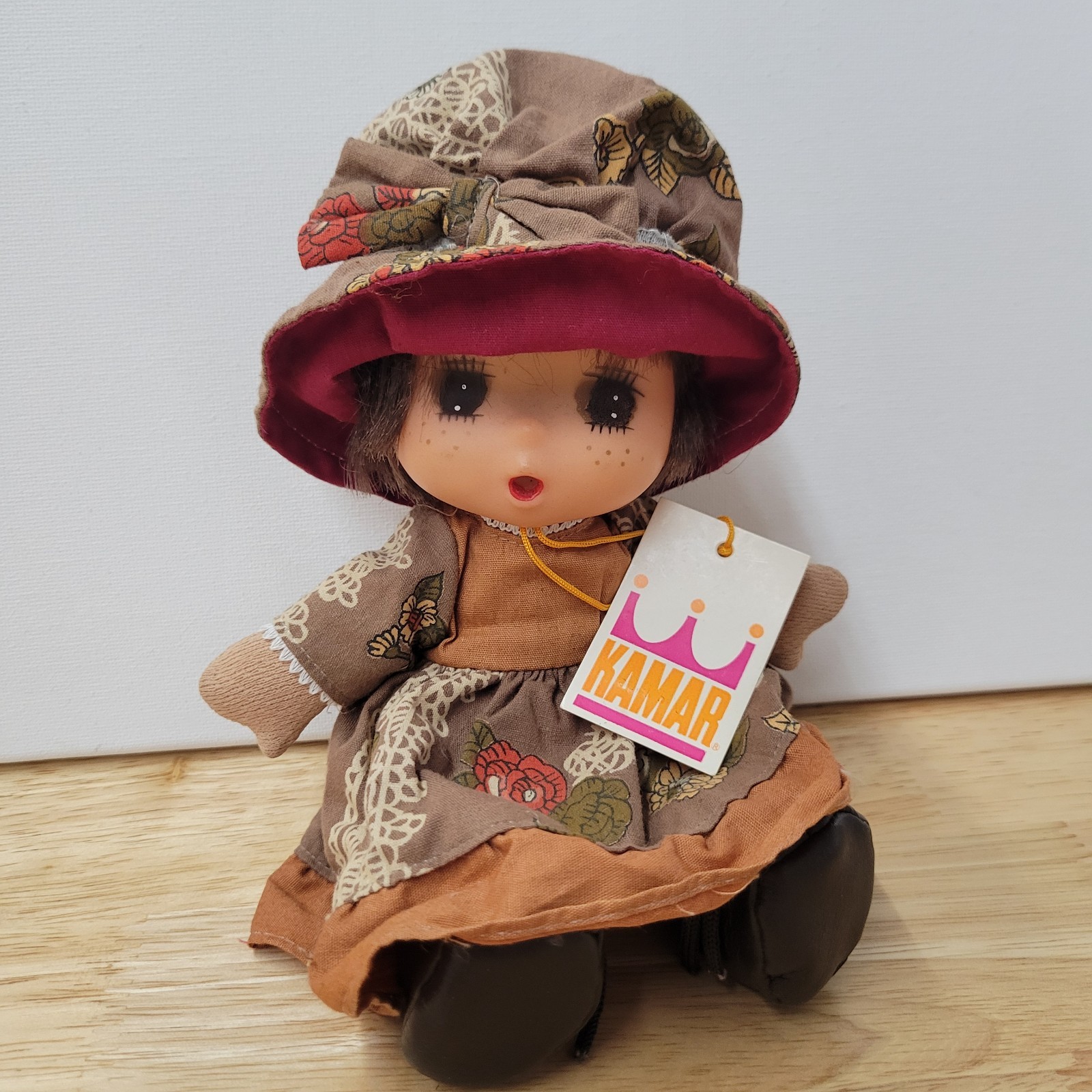 Vintage 1976 Kamar Desiree Doll 6708 Big Eye Dress Hat Hanging Tag Retro Toy