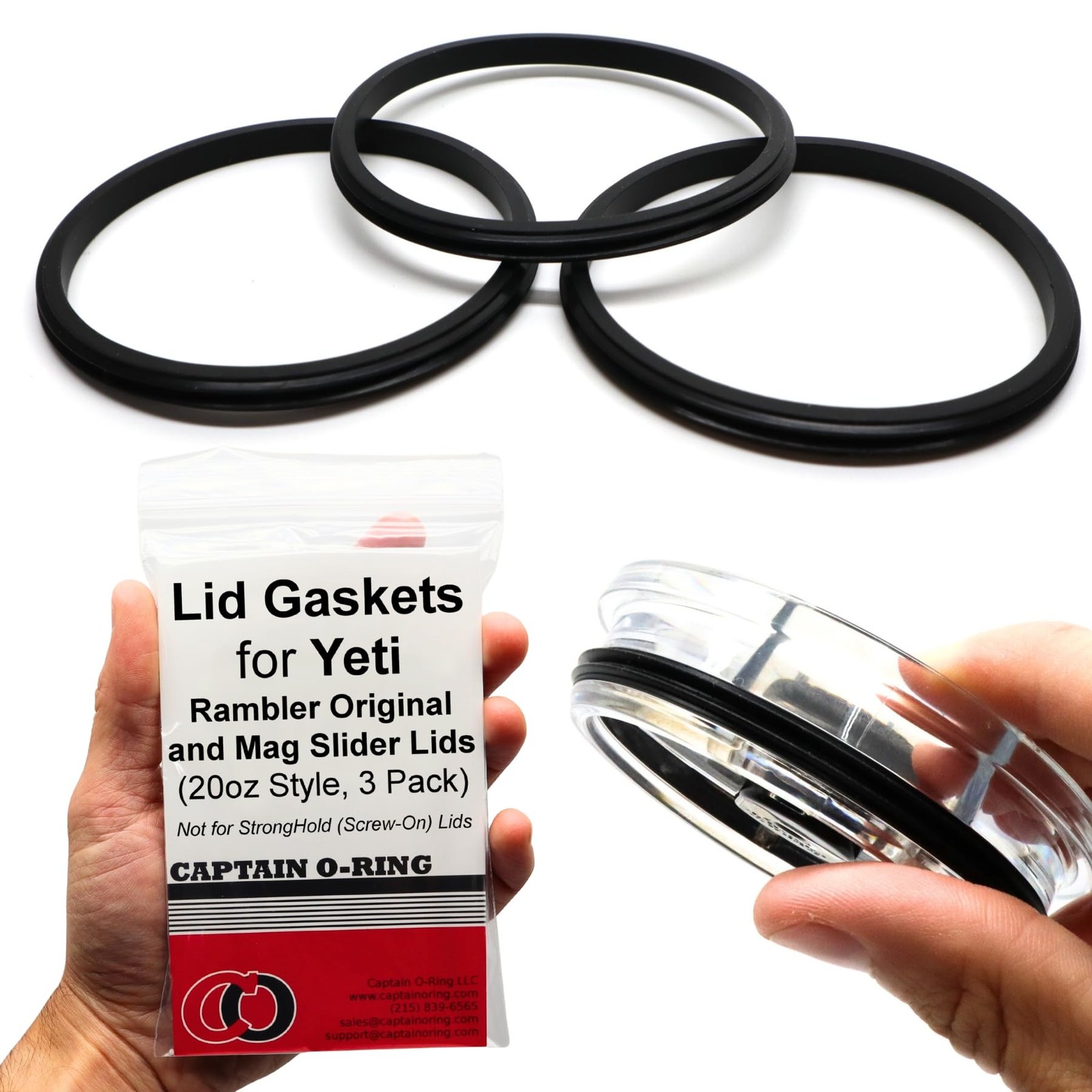 Captain O-Ring Replacement Lid Seal Gaskets for Yeti Tumbler Mugs 3 Pack 20 oz