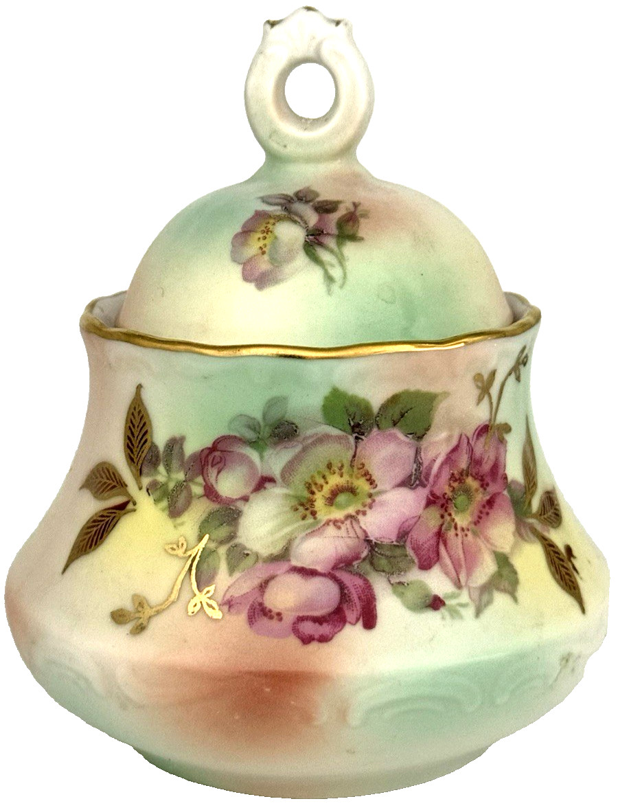 Vintage House of Goebel Bavaria 'Wild Rose' HGE1 Porcelain Sugar Bowl w/Lid