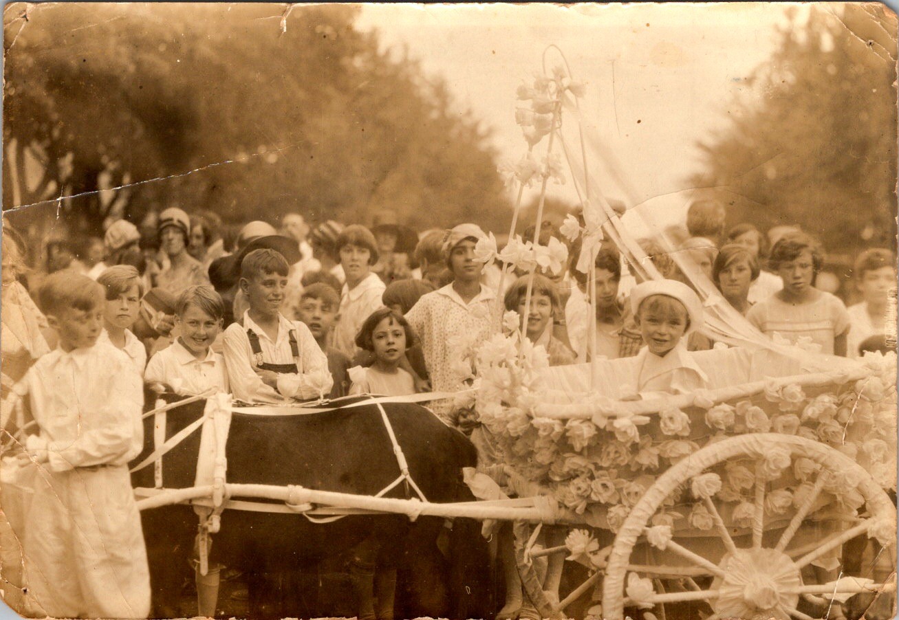 1920s Children\'s Baby Parade Photograph - Rose Cart & Pony - Crowd Scene 1920s Children\'s Baby Parade Photograph - Rose Cart & Pony - Crowd Scene