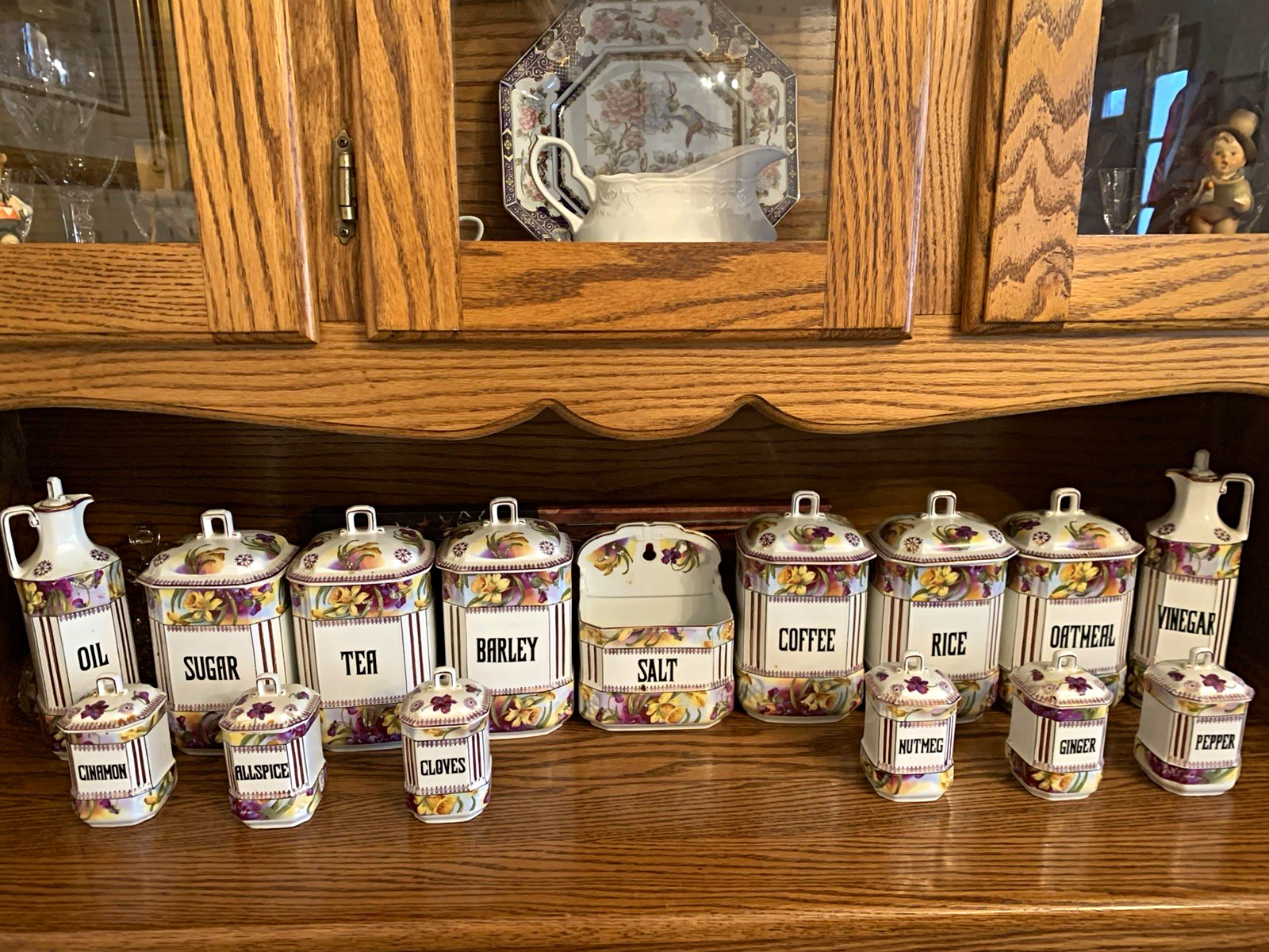 Karlsbad Vintage Floral Ceramic/Porcelain Labeled Spice Jar Set w/ Lids
