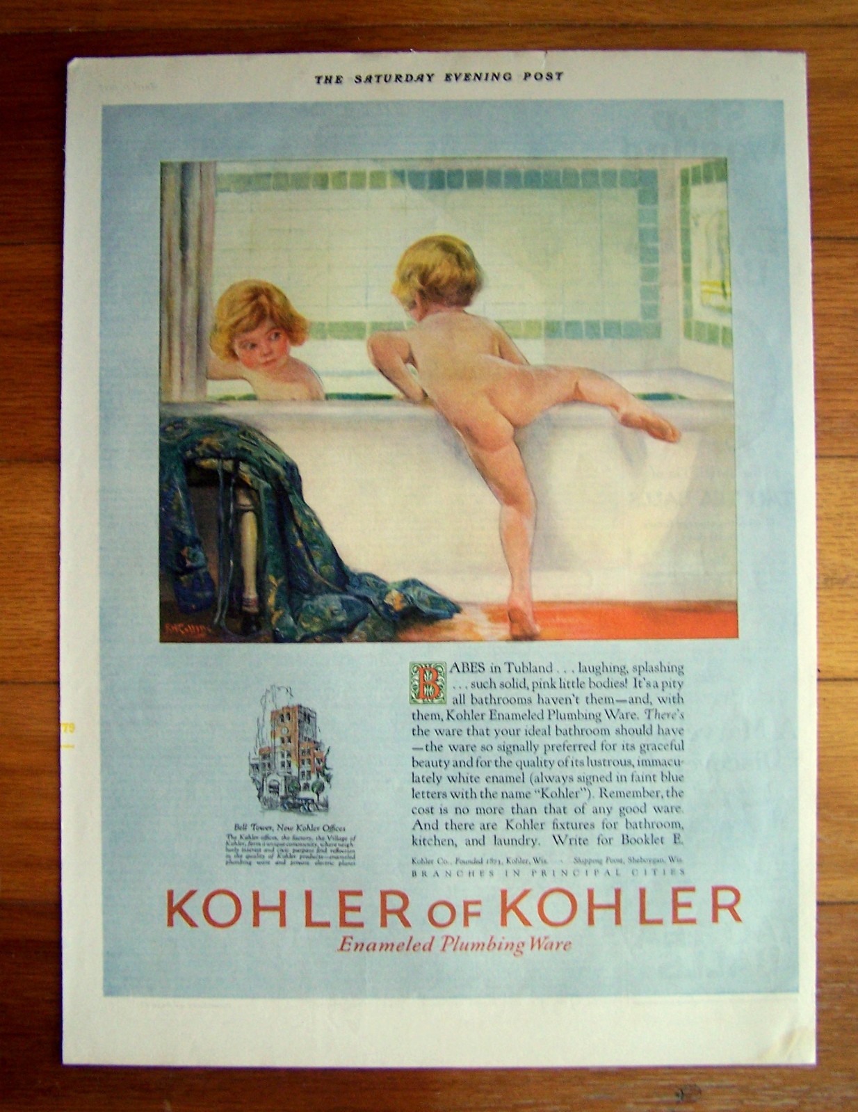 Vintage 1925 ad - KOHLER OF KOHLER - bathroom bath tub - 10\
