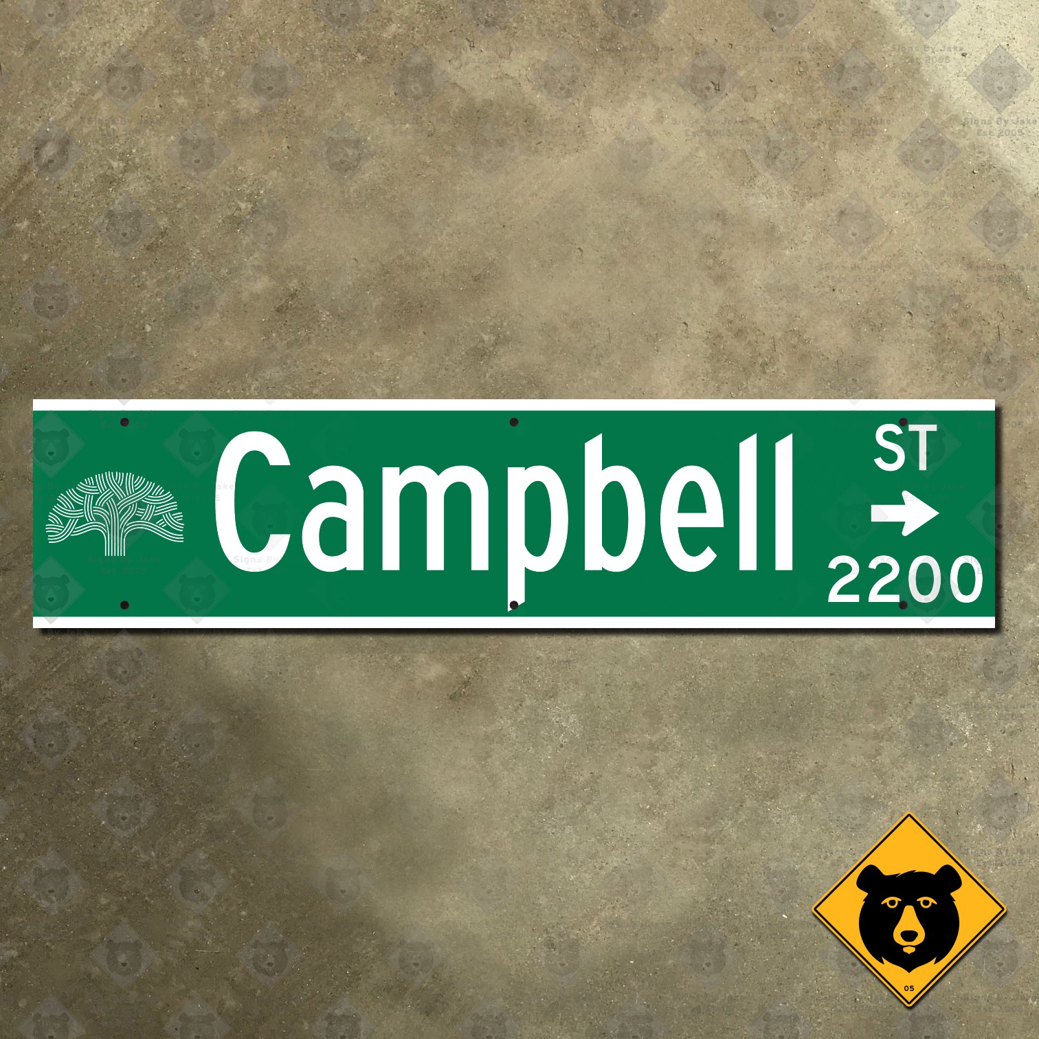 Oakland California Campbell Street 2200 block blade road sign 31x7