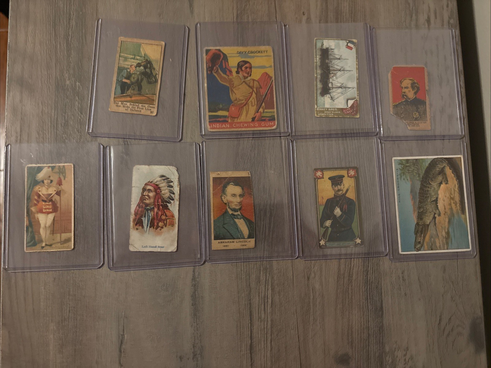 Early 1900’s Non-Sports 9 Card Lot- Abraham Lincoln Strip Card Davy Crocket