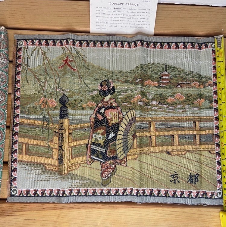 Vtg Japanese Nishijin-ori Gobelin Tapestry Kyoto Maiko Bridge Woven Art NIB Crea