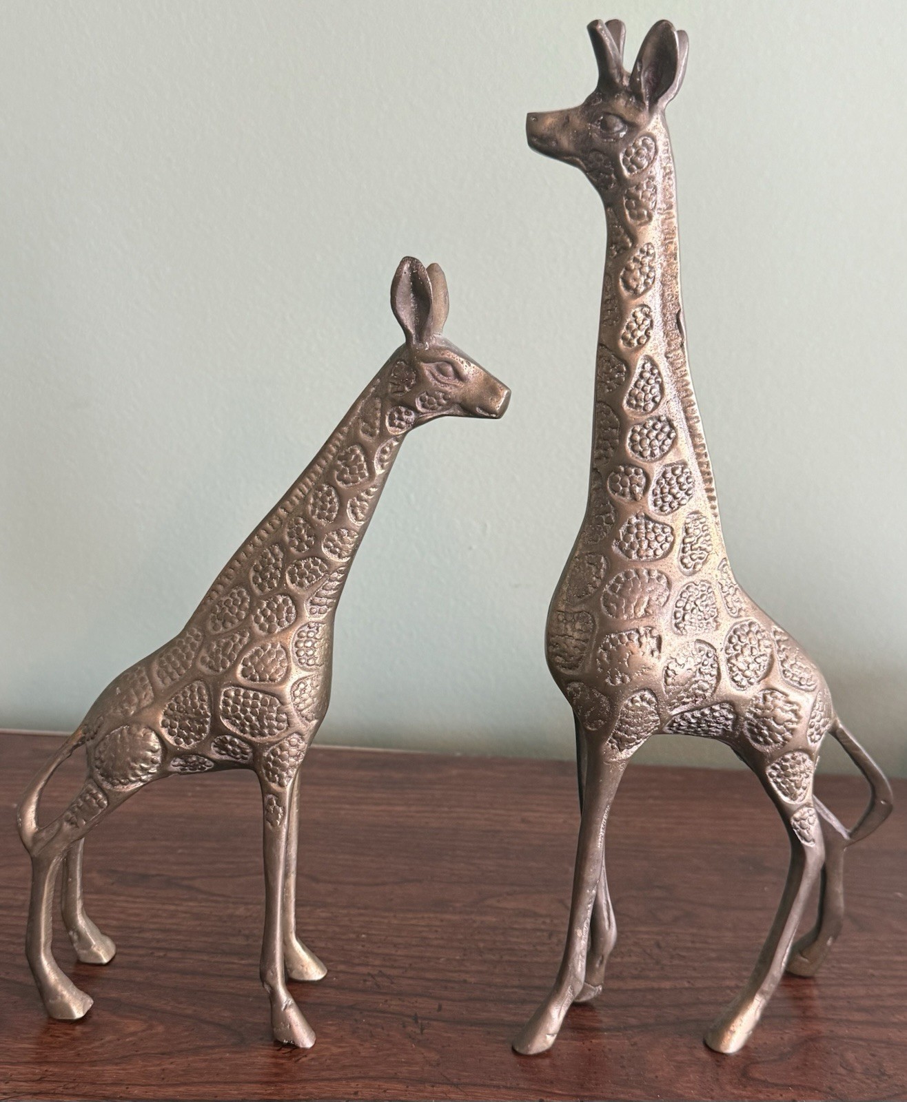 Vintage Pair 1960’s/1970’s Mid-Century Oversized Brass Standing Tall Giraffes