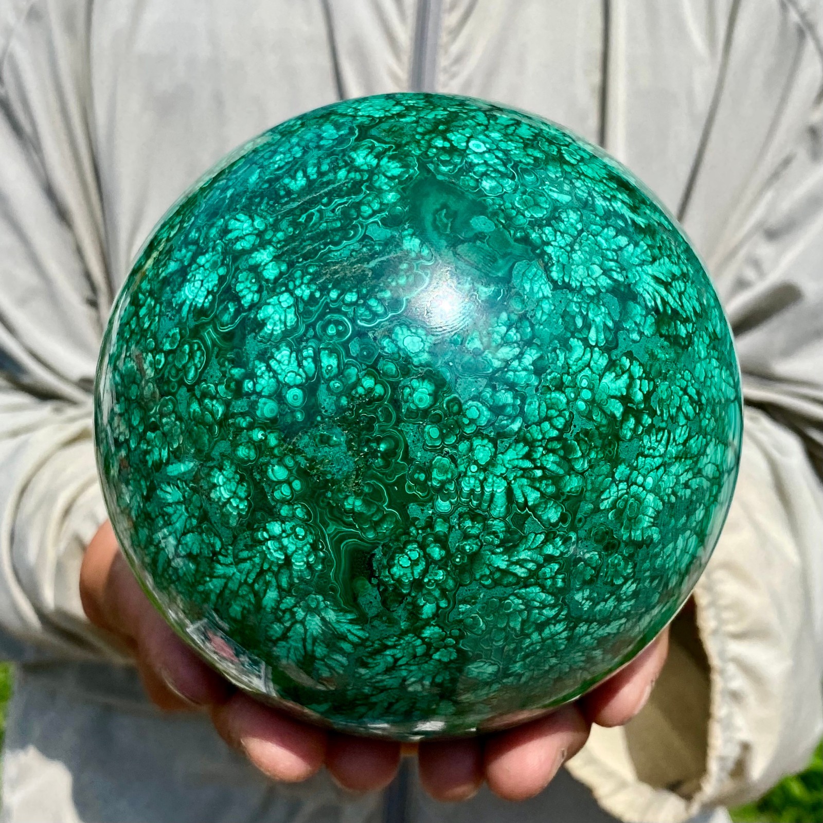 6.28LB Rare Natural Malachite quartz hand Carved sphere Crystal Healing Gem ball