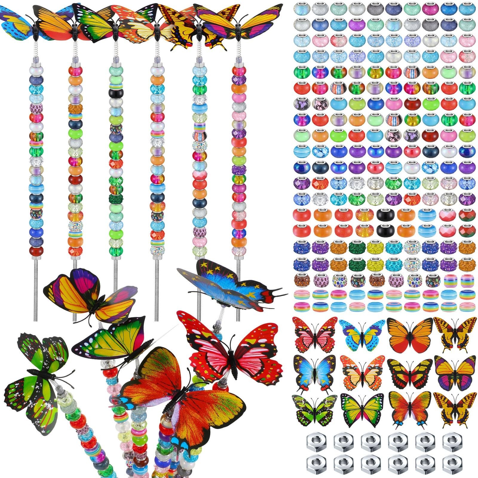 Tigeen 236 Pcs Garden Stake DIY Fairy Wand Plant Stake with 12 Colorful Cryst...