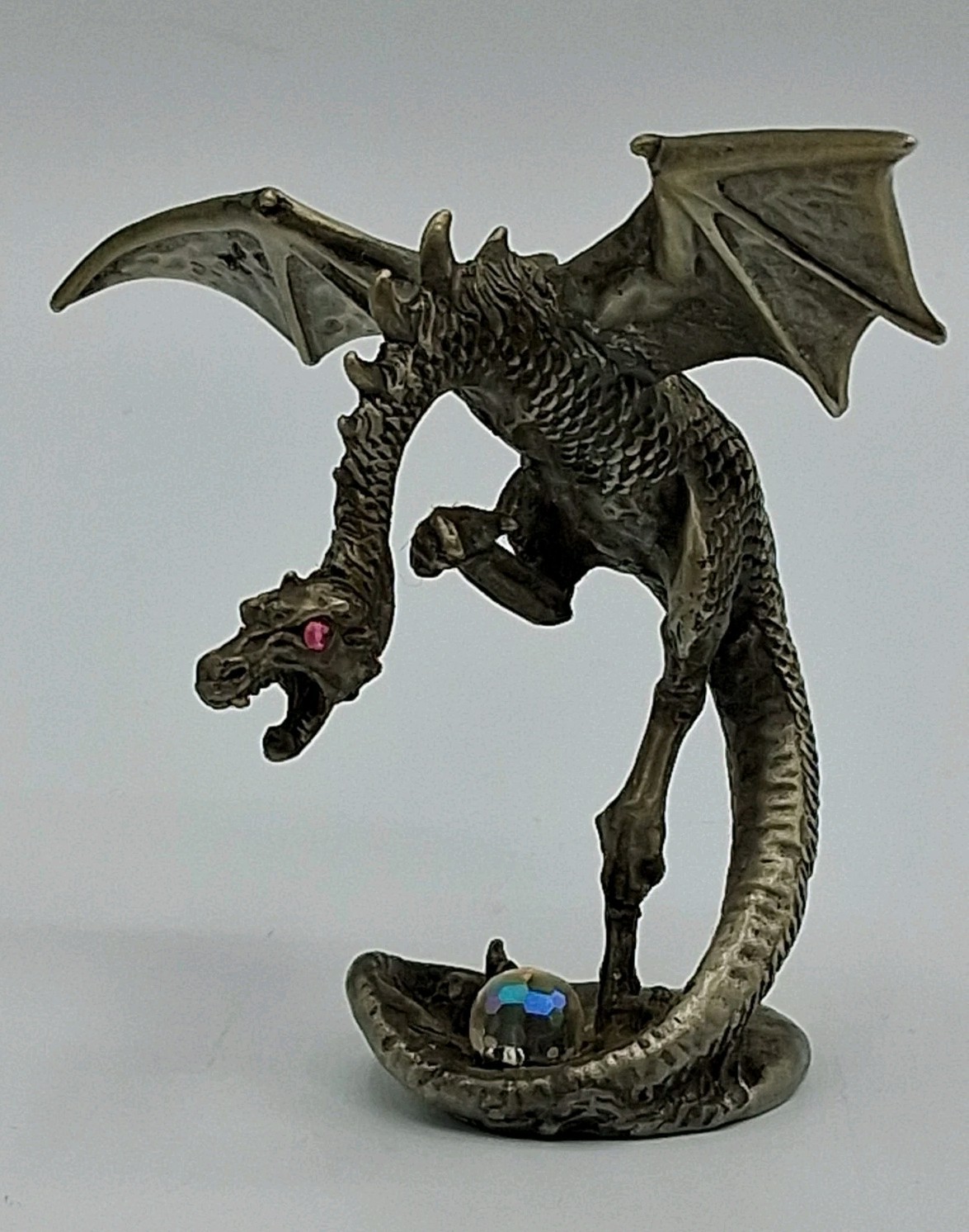 Vintage 80s Ral Partha Pewter Wyvern Dragon With Crystal