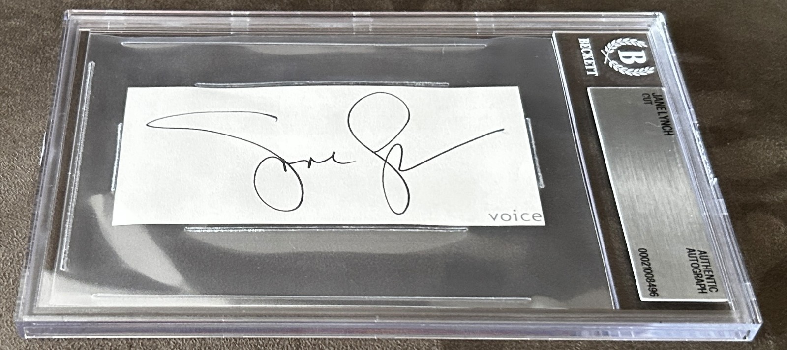 GLEE star Jane Lynch (Sue Sylvester) signed cut signature autograph BAS BGS slab