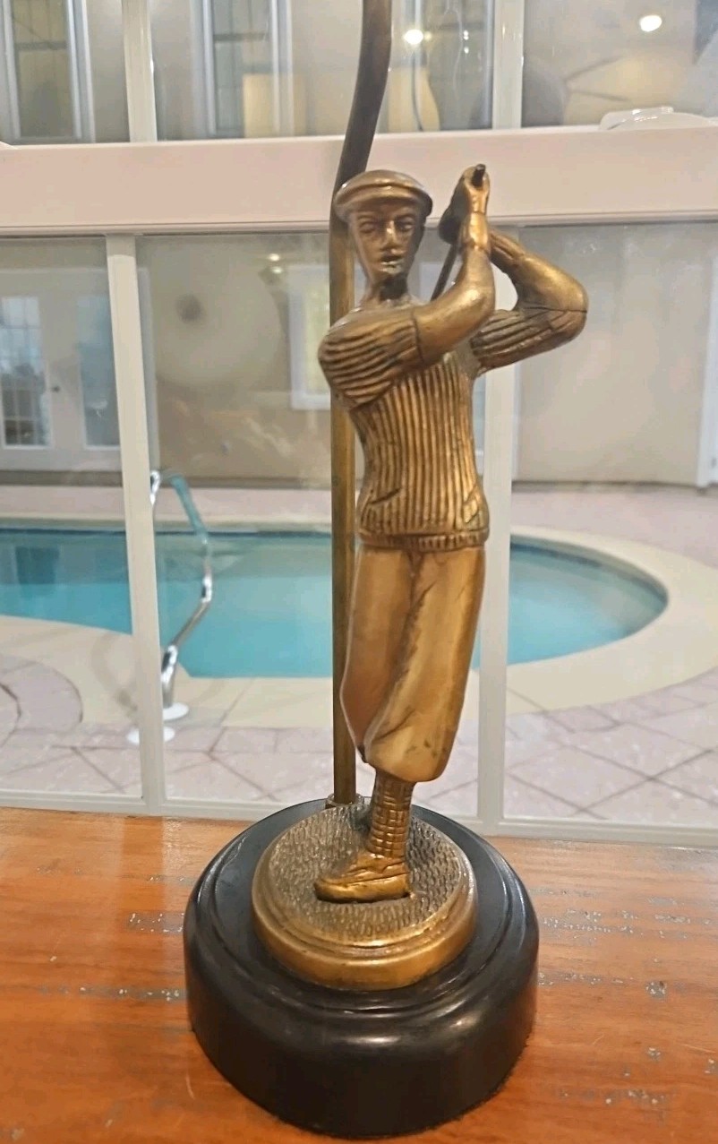 Vintage Bombay Co Solid Brass Golfer Table Lamp 24.5\