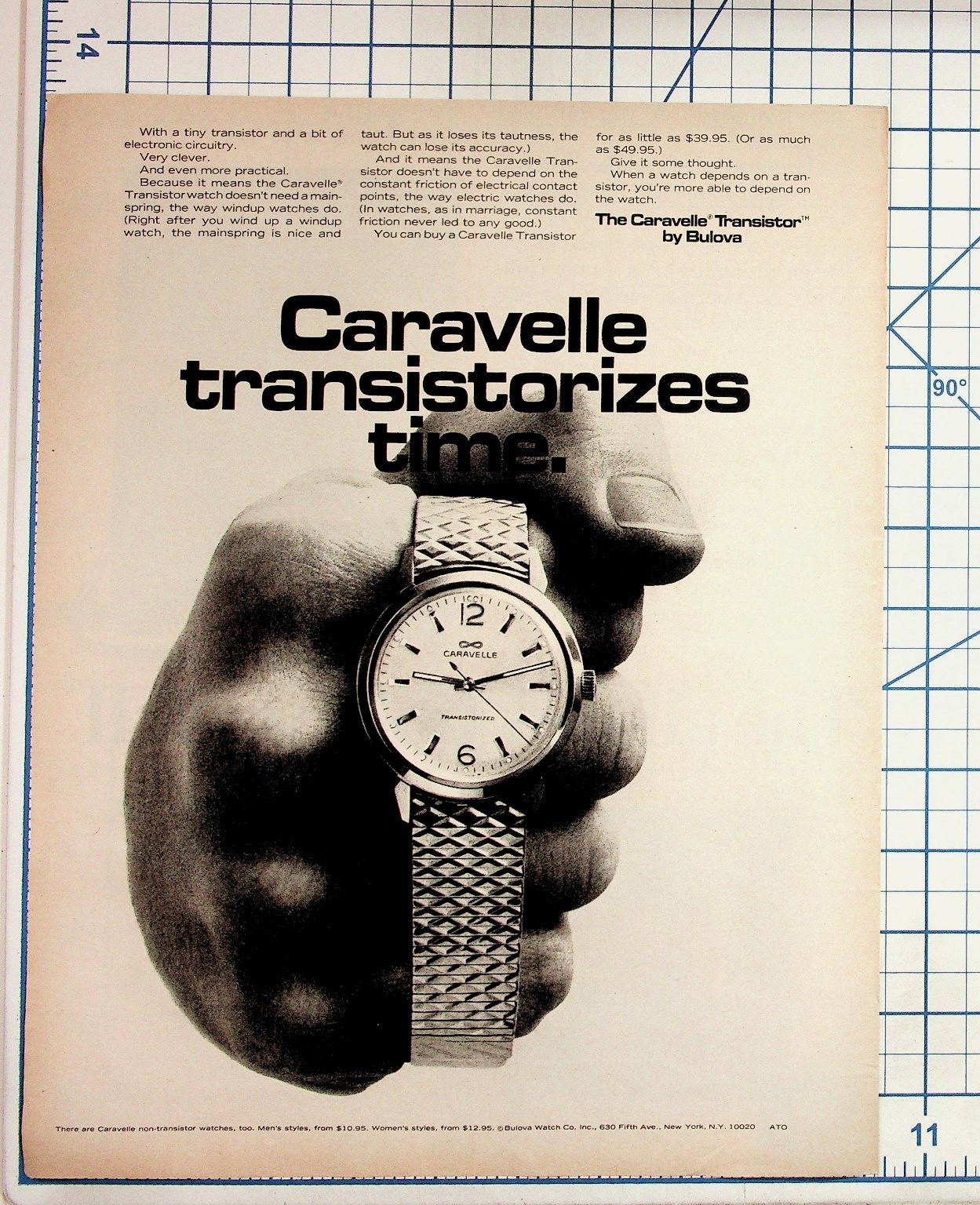 Vintage Caravelle Transistorized Watch by Bulova Magazine Ad Ephemera