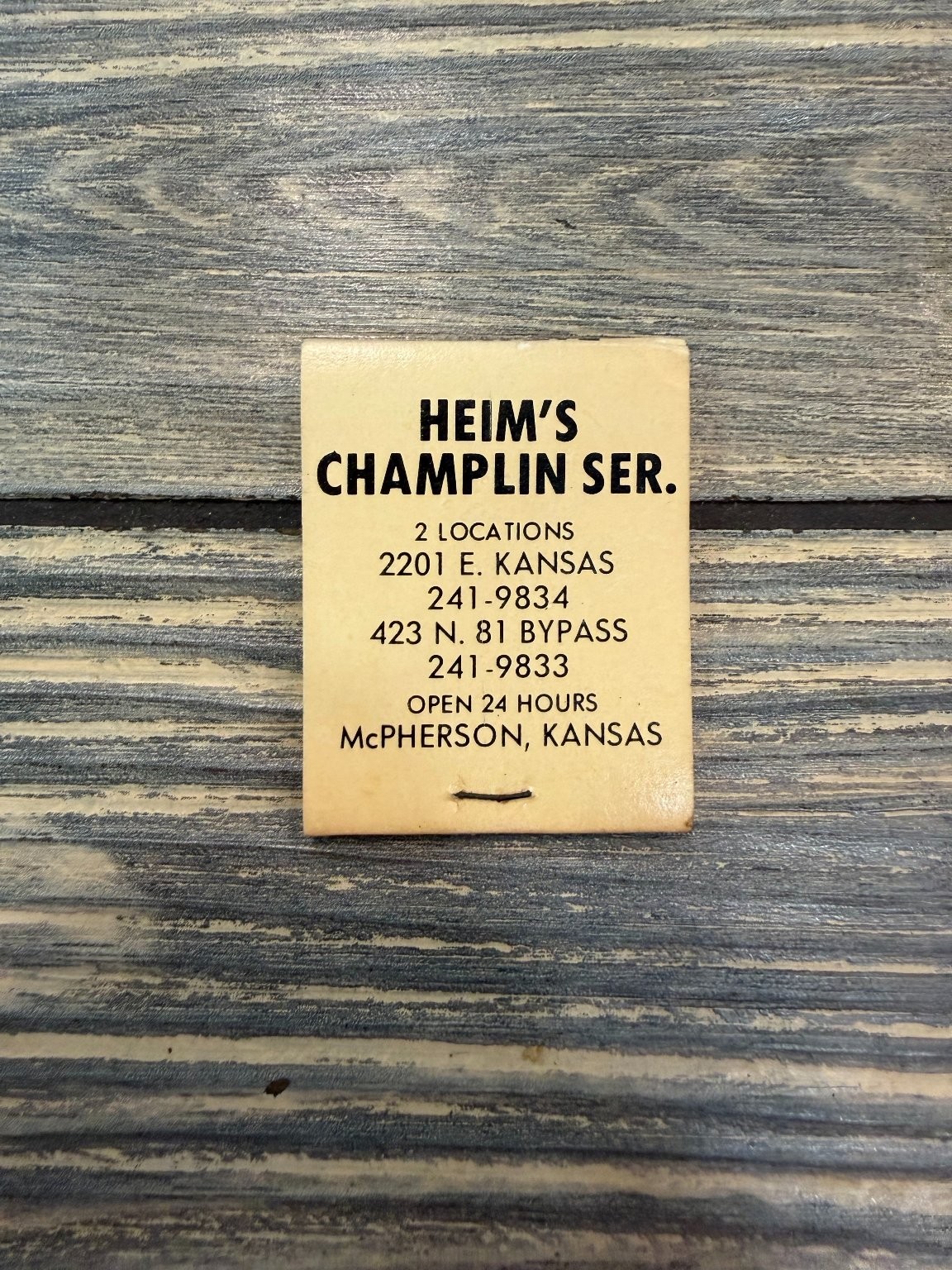 Heim\'s Champlin Ser. Westport Cafe McPherson Kansas Vintage Matchbook