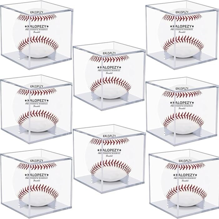 8 Pack Baseball Display Case, UV Protected Acrylic Boxes for 8 Pack, Clear 