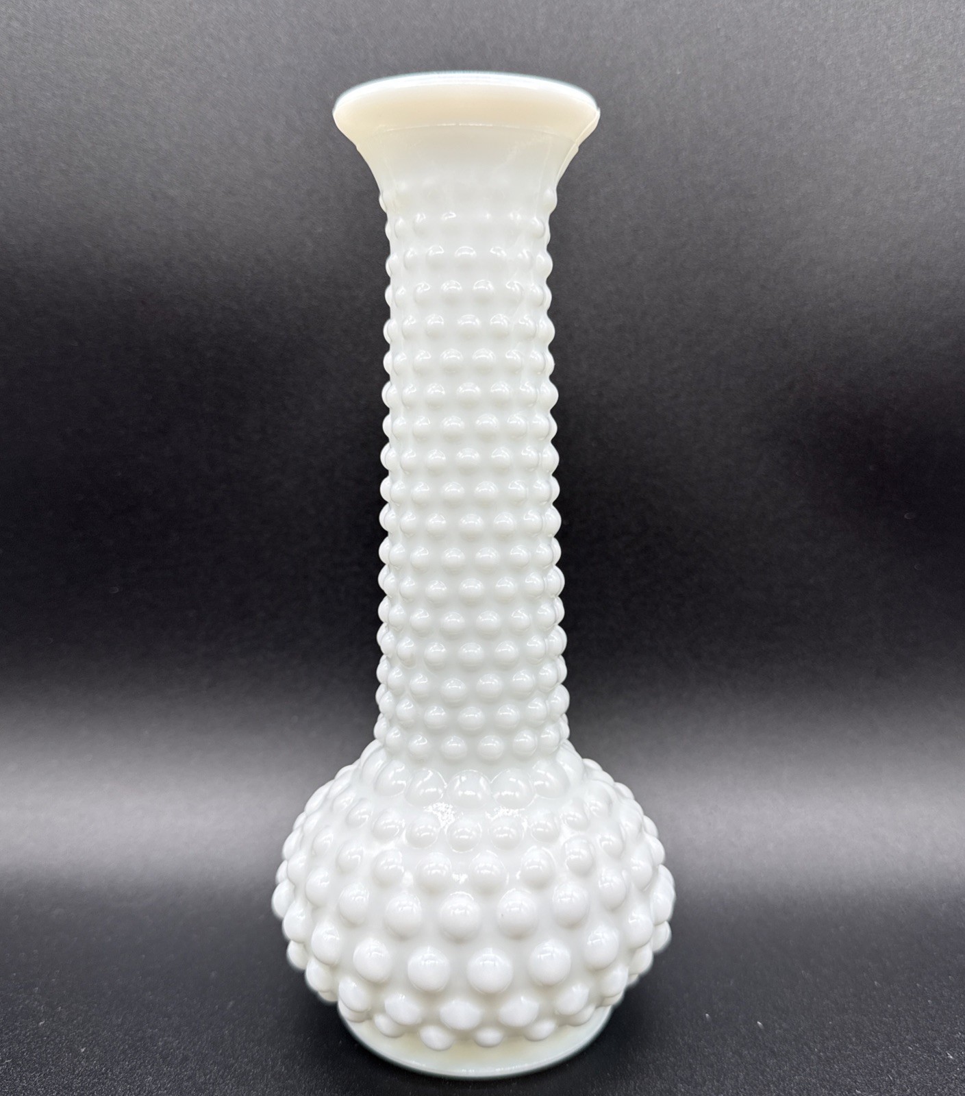 MCM E.O. Brody Co. Hobnail Milk Glass Bud Vase - 7 5/8 - Made In USA -Vintage