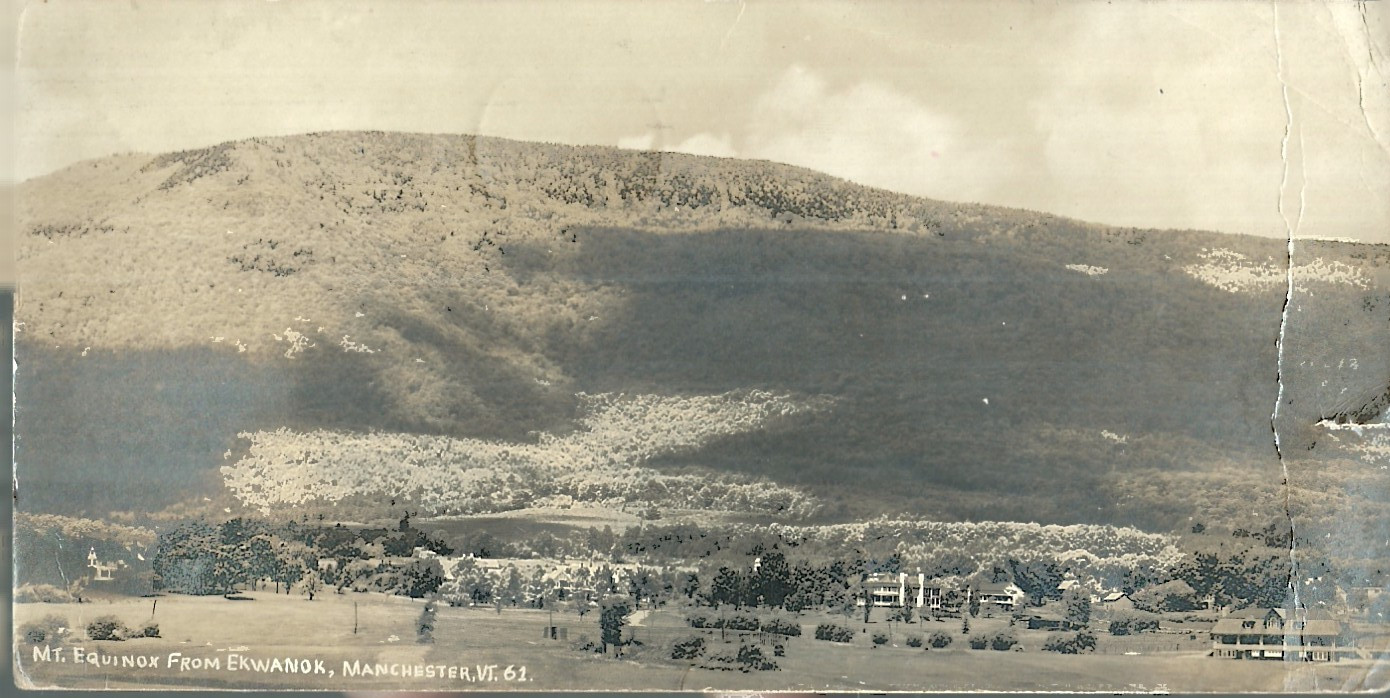 NICE UNUSUAL RPPC VIEW OF  MOUNT EQUINOX FROM EKWANOK IN MANCHESTER, VT 1917