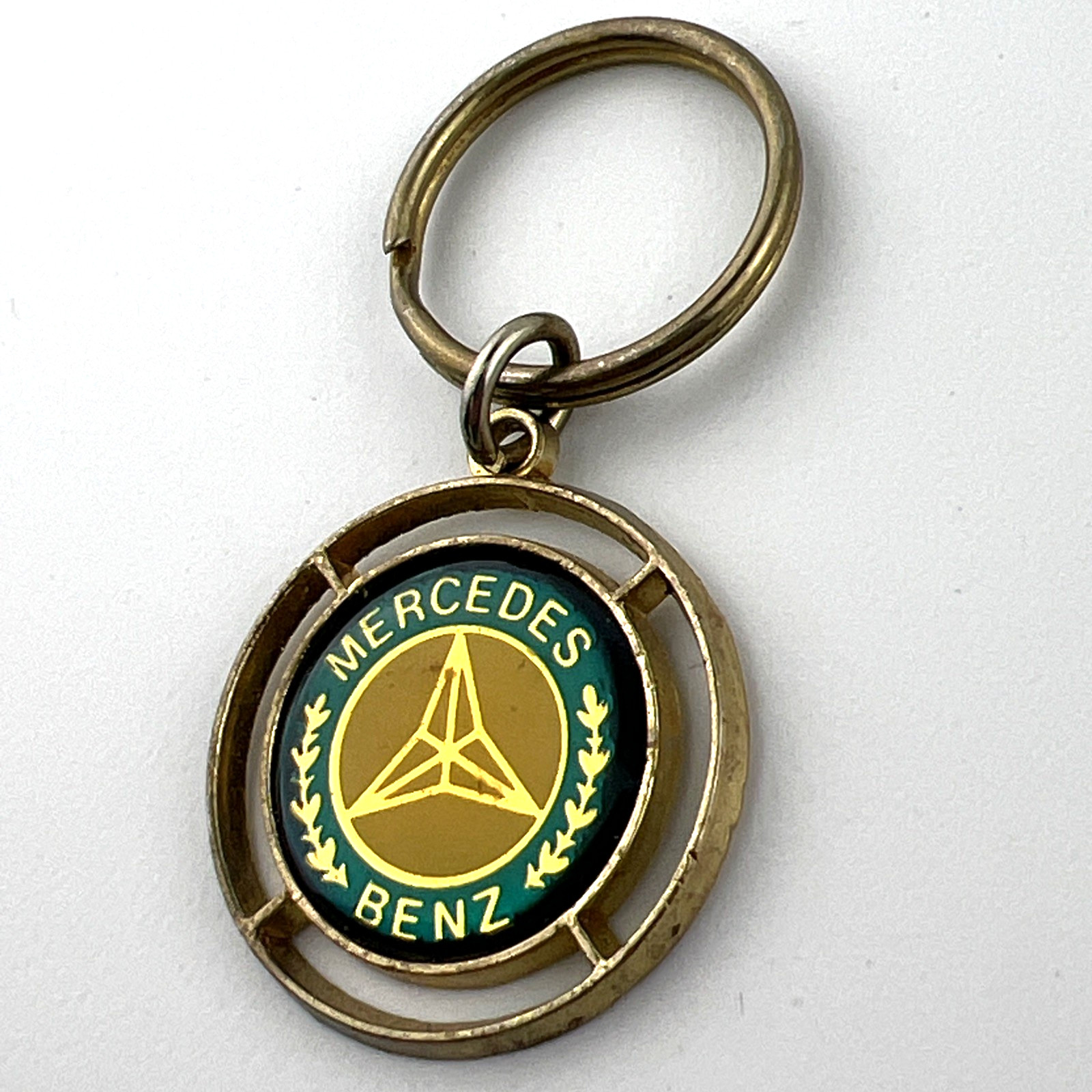 Vintage 1980s Mercedes Benz Keychain by 9-5 Industries USA Gold Tone