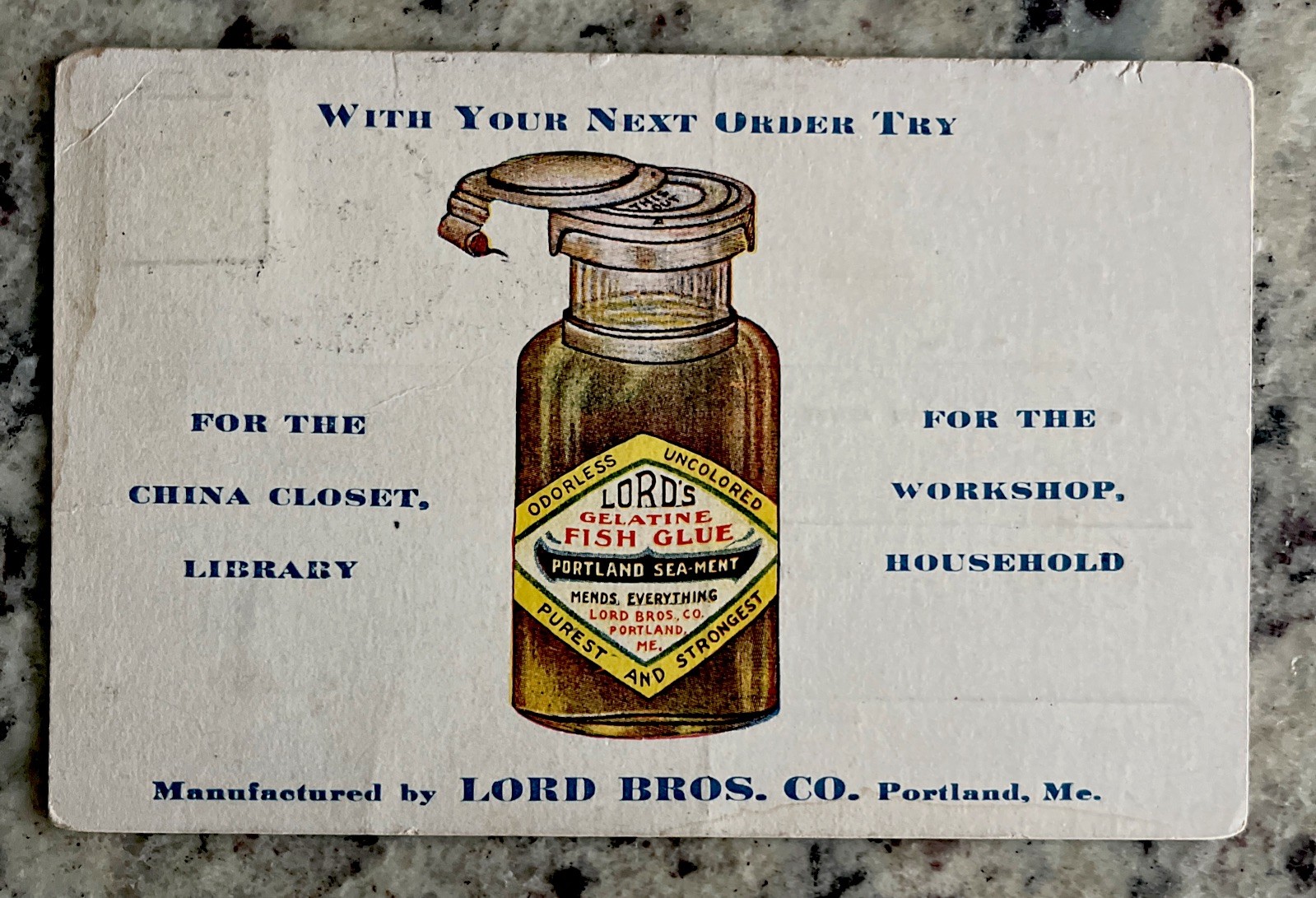 Antique 1915 Portland ME Lord Brothers Seafood Fish Glue Salesman’s Card Mailer Antique 1915 Portland ME Lord Brothers Seafood Fish Glue Salesman’s Card Mailer