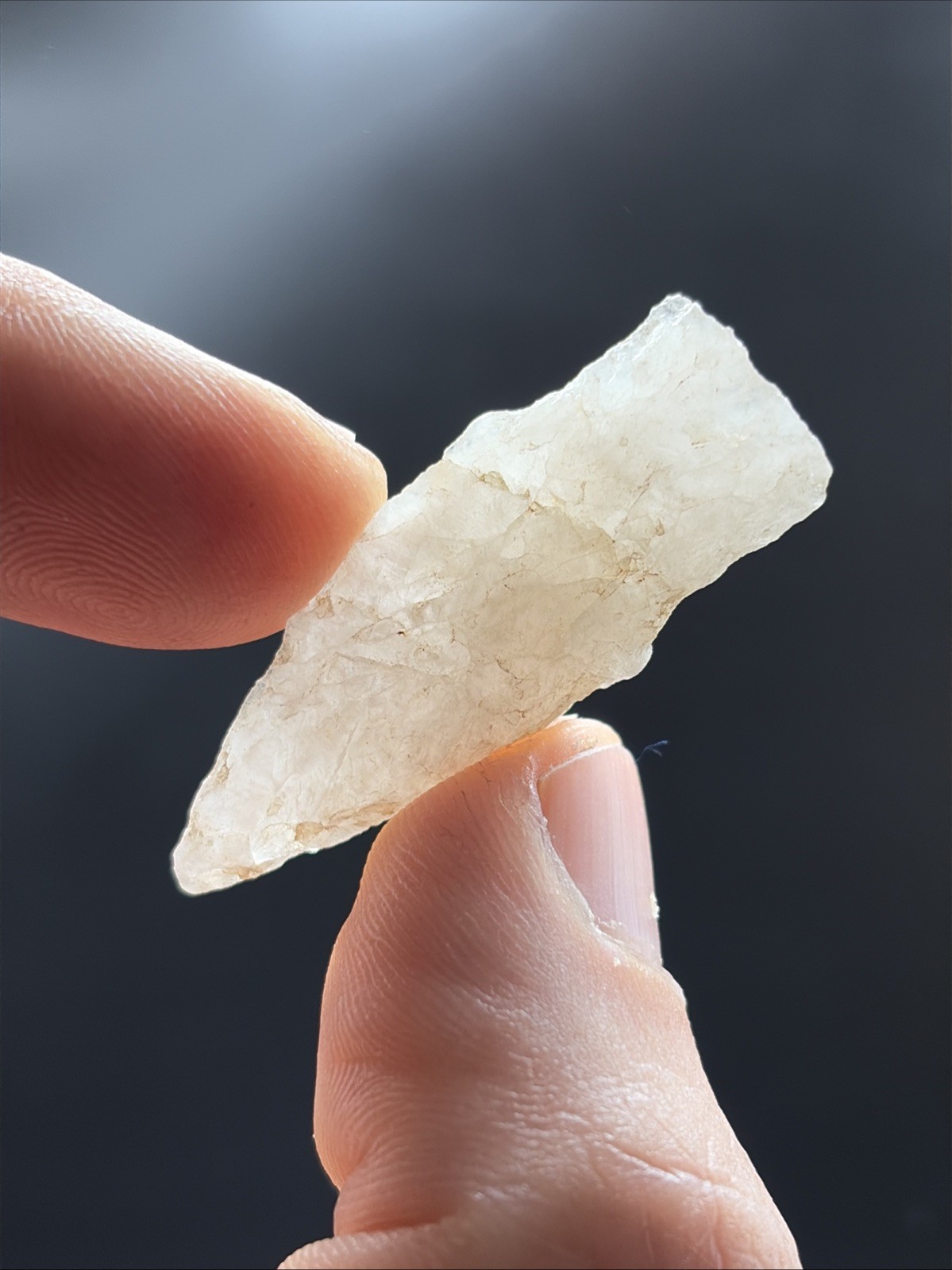 TRANSLUCENT ICY VEIN QUARTZ STEMMED SPEAR -PA Indian Artifact-NJ NY-CONNECTICUT