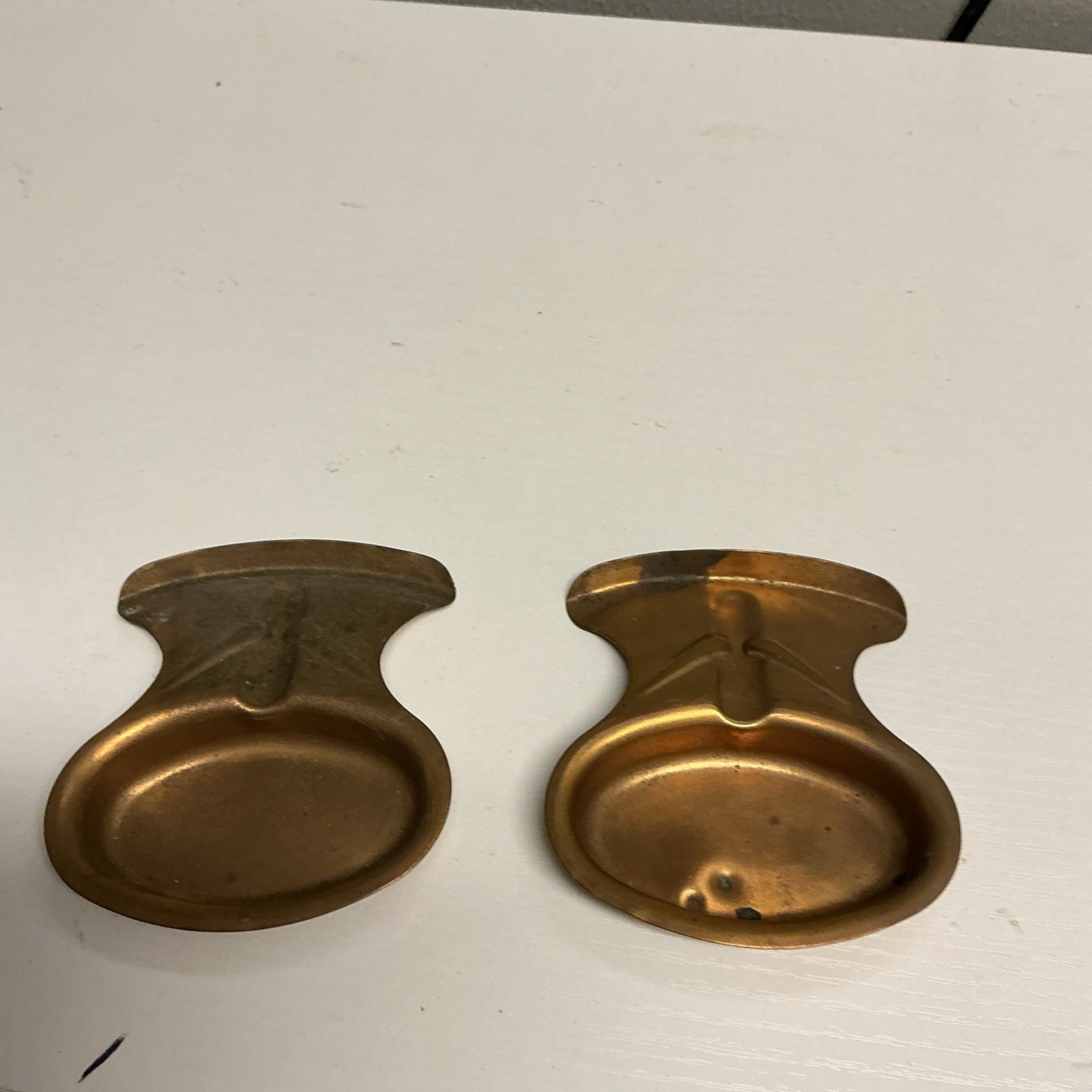 Vintage 2 Bronze  Safety Ashtray - The Boye Needle Company Chicago IL Metal
