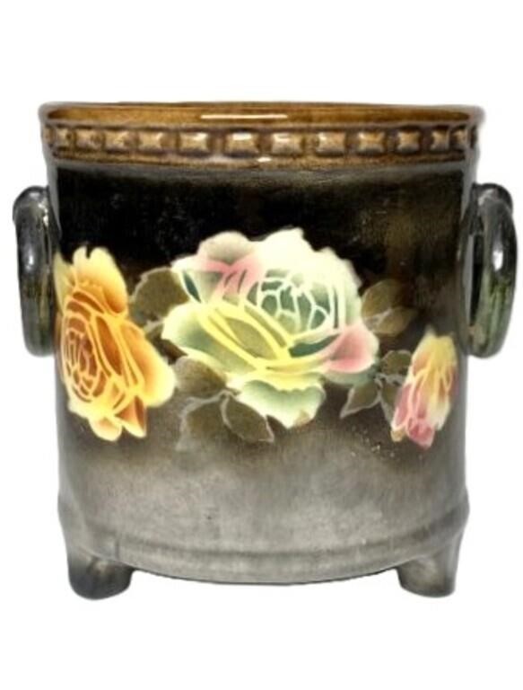 Glazed Czech Jar with Floral Motif
