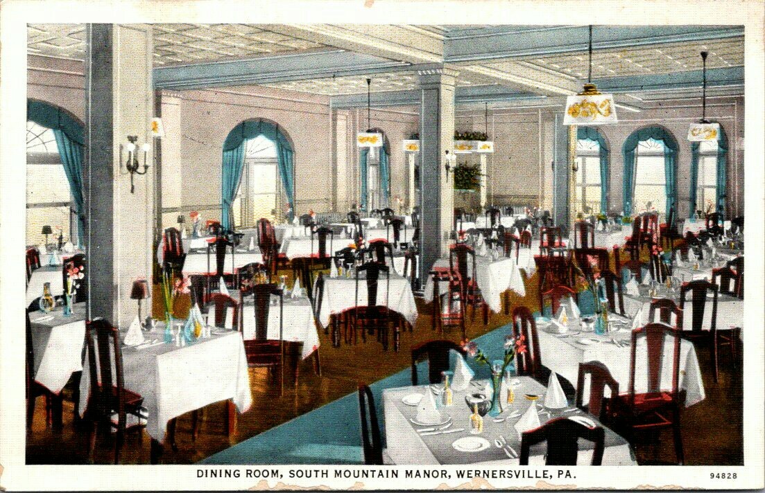 Postcard Dinning Room South Mountain Manor Wernersville PA 