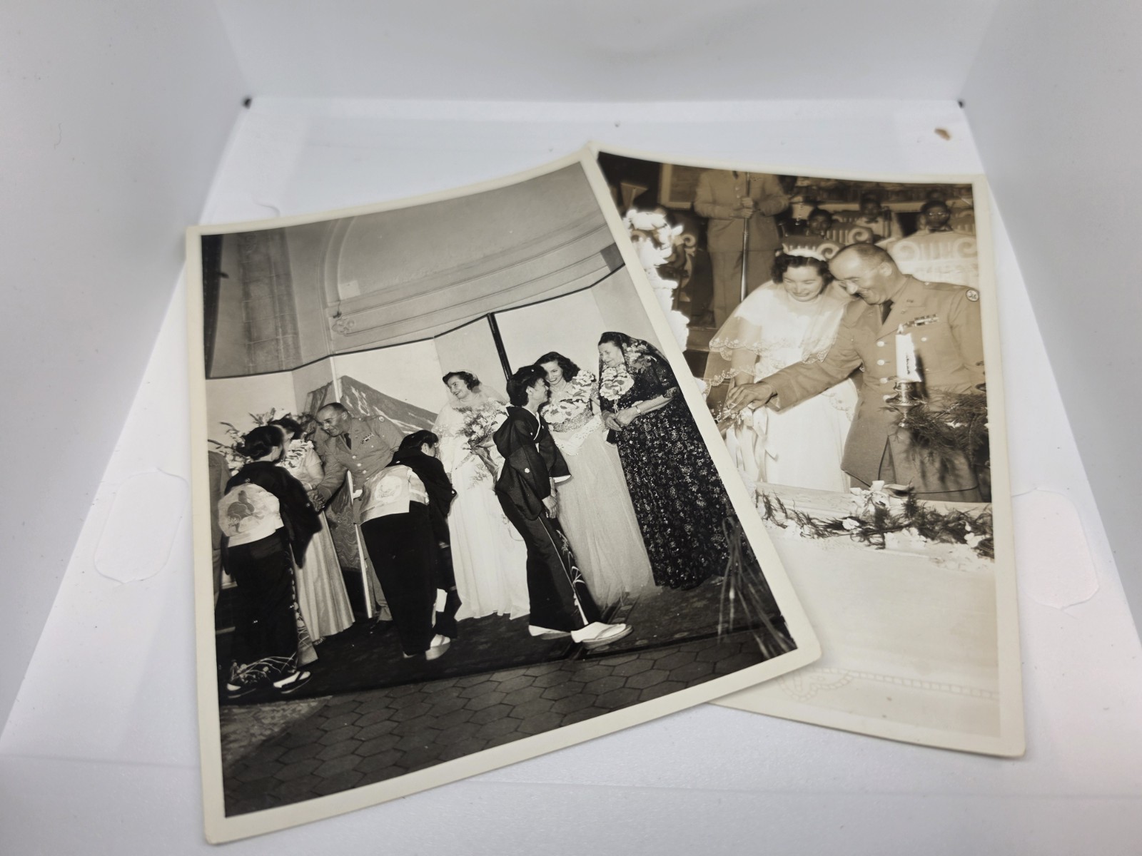 Vintage 1952 Military Wedding Photo 2pc Hotel New Grand Yokohama Post-Occ Japan
